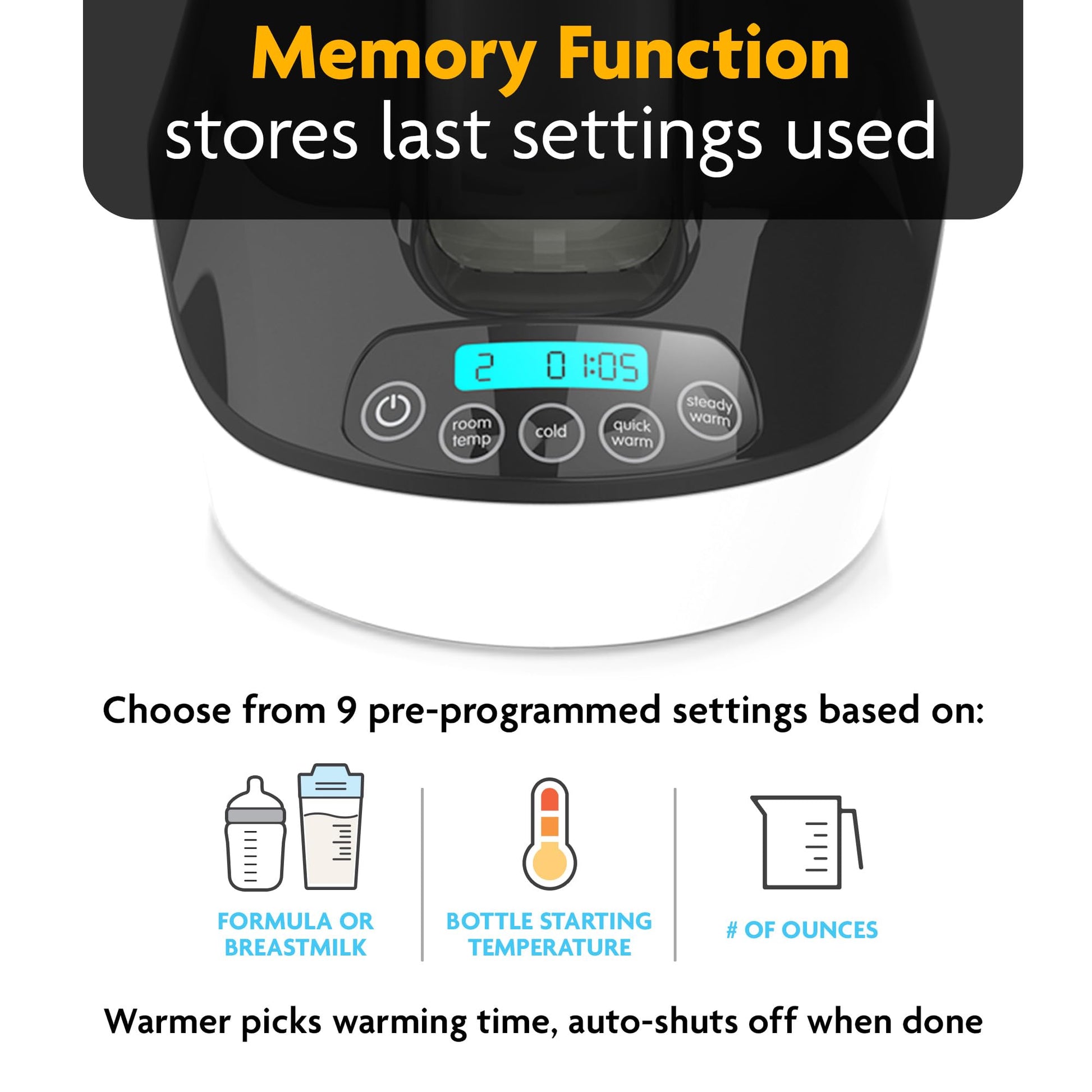 Baby Brezza Fast Baby Bottle Warmer - Baby Milk Warmer + Breastmilk Warmer Defroster – 2 Unique Temperatures for Breastmilk + Formula - Universal Fit for All Bottles, Storage Bags + Food Jars