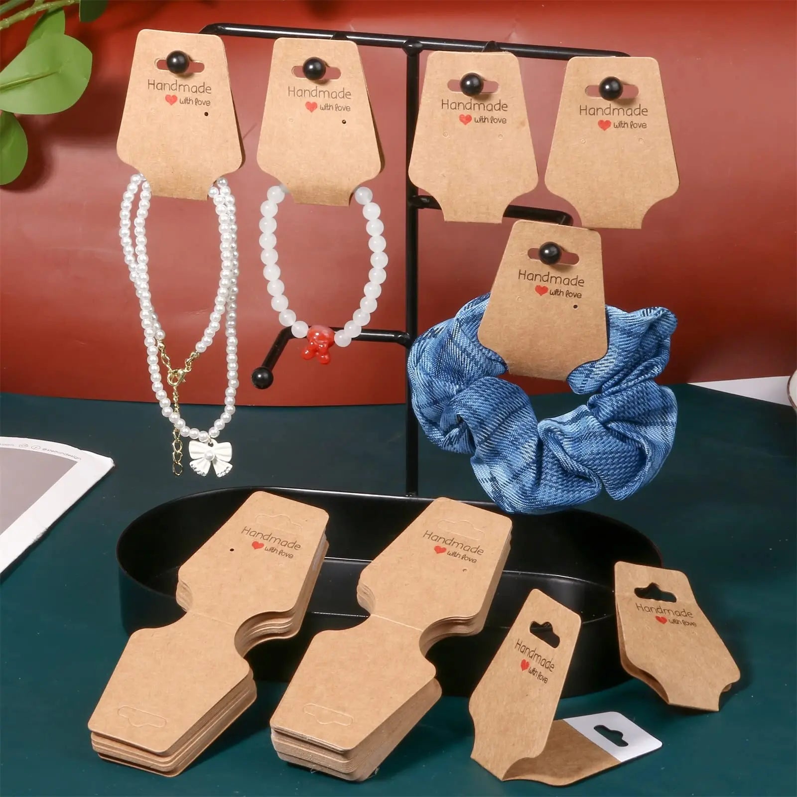 200PCS Bracelet Display Cards Sturdy Necklace Holder Cards Self Adhesive Jewelry Packaging Selling Card for Small Business of Keychain Earring Hair Band and Scrunchies Hanging