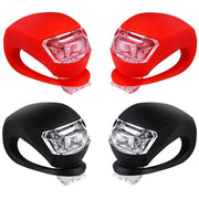 Malker Bicycle Light Front and Rear Silicone LED Bike Light Set - Headlight and Taillight,Waterproof & Safety Road,Mountain Bike Lights,Batteries Included (2pcs Red & 2pcs Black)