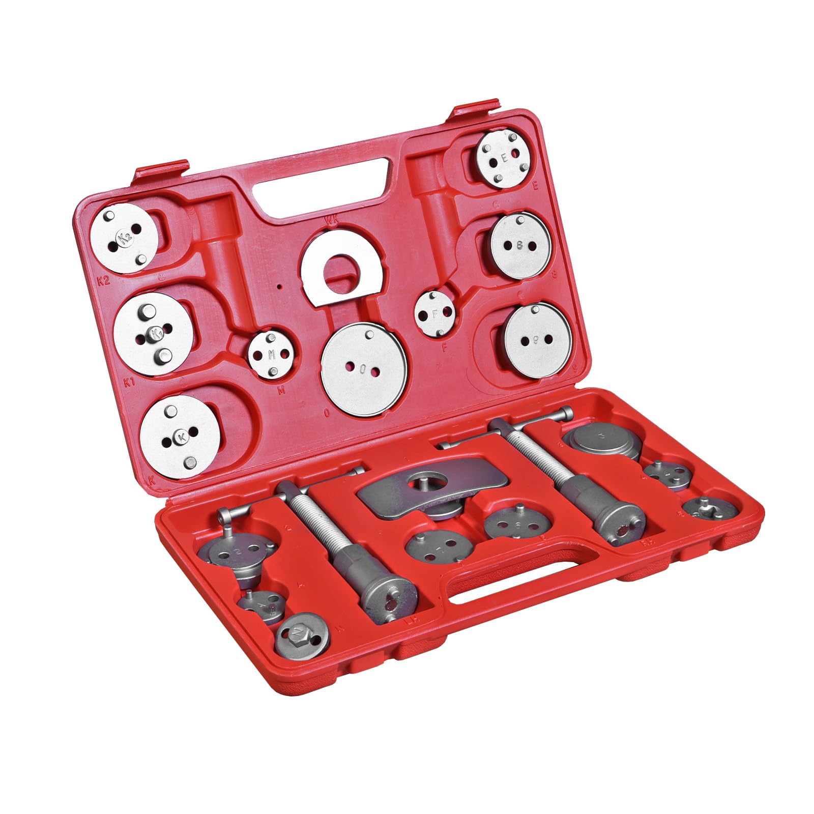 BIG RED Torin 22-teiliges Bremskolbenrücksteller-Set, Scheibenbremsen-Kolbenkompressor-Werkzeugsatz für den Bremsbelagwechsel, Rot, ATRHS-E3318BR