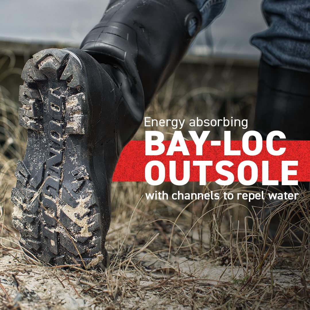 DUNLOP Protective Footwear, Chesapeake plain toe Black Amazon, 100% Waterproof PVC, Lightweight and Durable, 8677577.11, Size 11 US