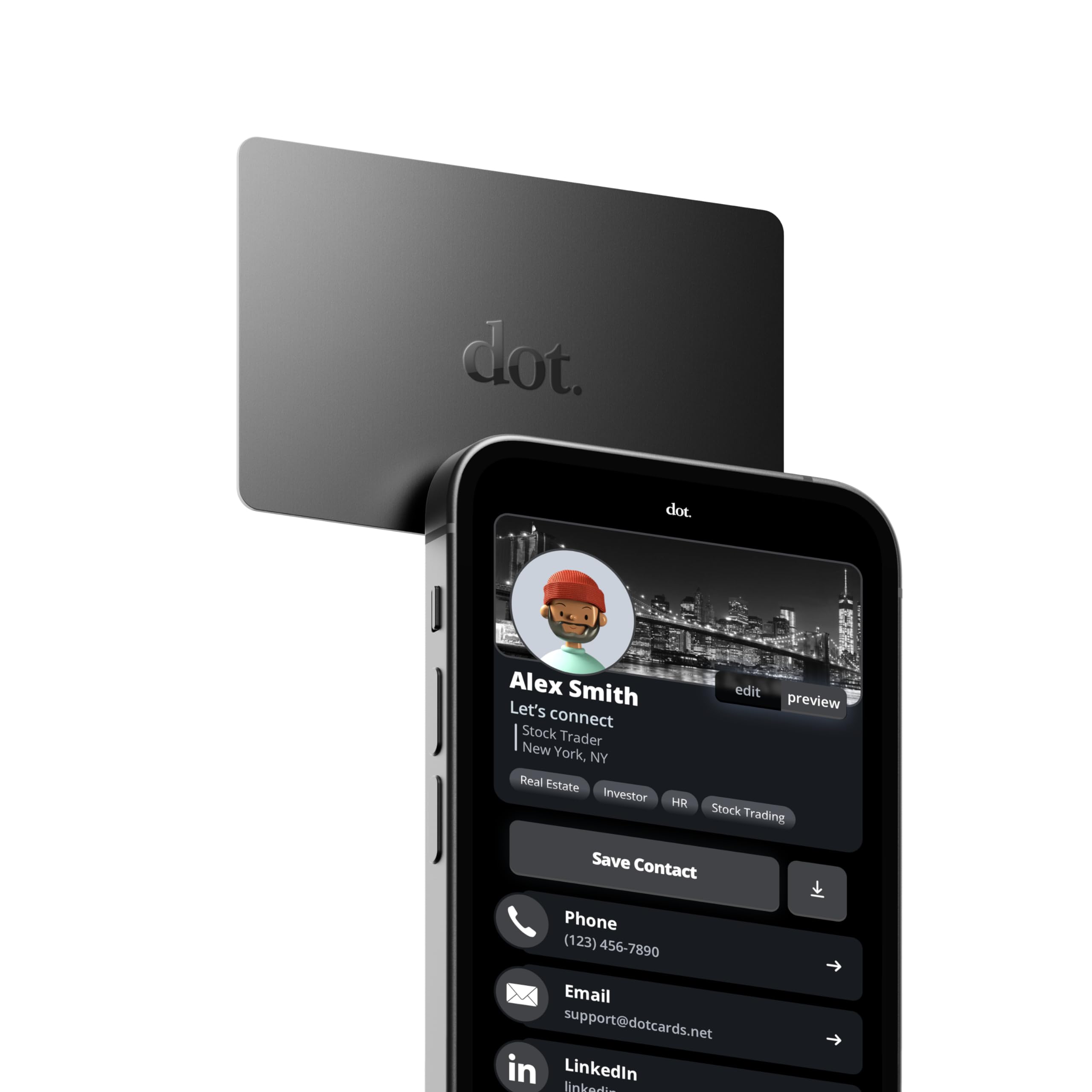 dot. Card - Digital Business Card - Tap to Share with iPhone & Android (Black)