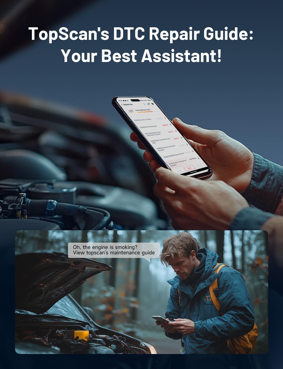 TOPDON TopScan OBD2 Scanner Bluetooth, Bi-Directional Scanner Wireless All System Diagnostic Tool for iOS & Android, 8+ Hot Reset, Repair Guides, Check Engine Car Code Reader, Performance Test