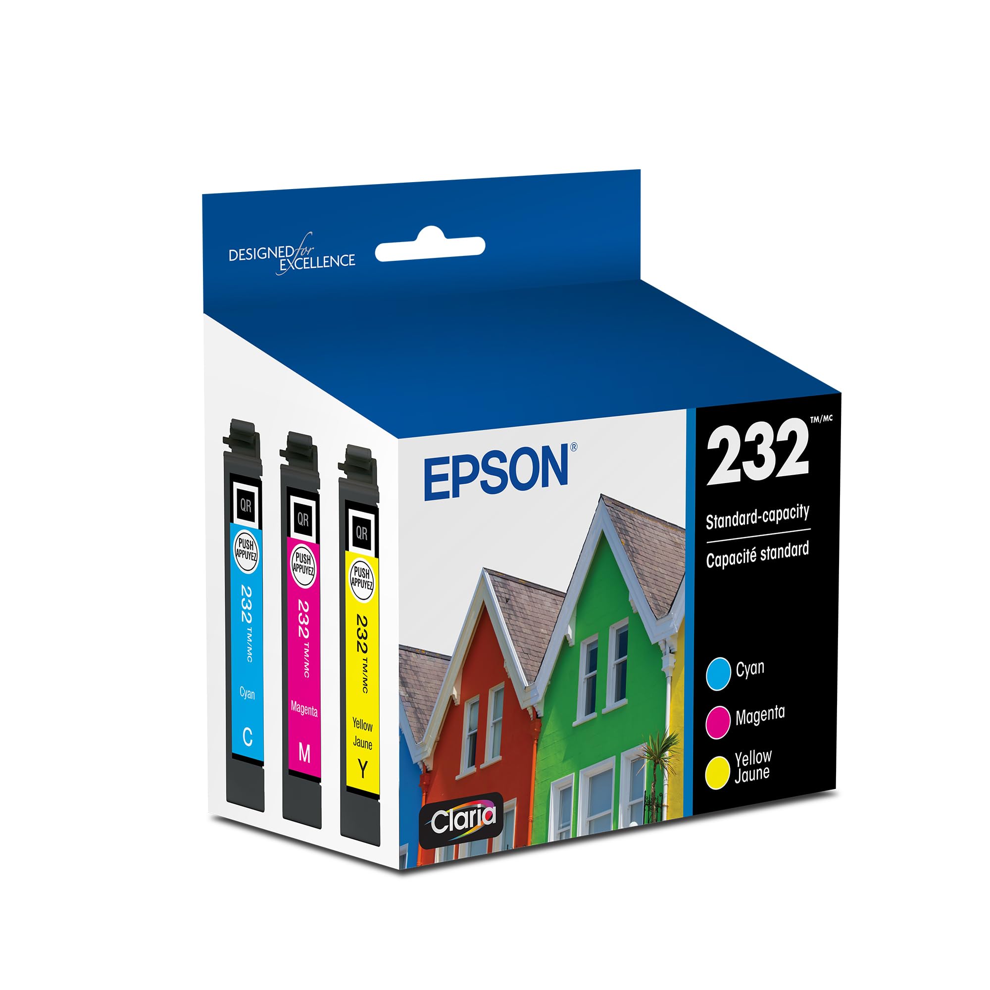 عبوة حبر كلاريا القياسية الملونة من إبسون 232 (T232520-S) متوافقة مع Workforce WF-2930 وWF-2950 وExpression XP-4200 وXP-4205