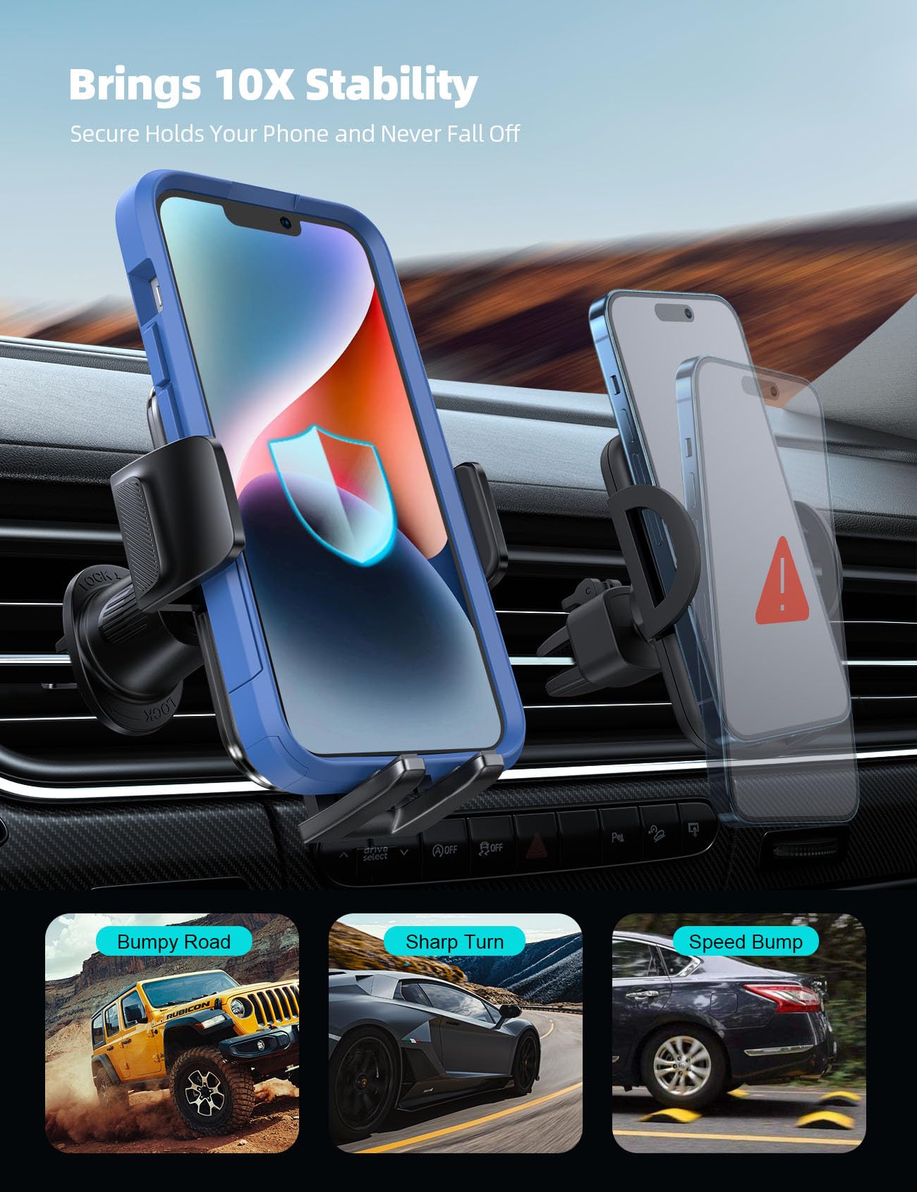 Lamicall 2025 Wider Clamp & Metal Hook Car Phone Holder Vent [Thick Cases Friendly] Phone Holders for Your Car Mount Automobile Hands Free Cradle Air Vent for iPhone 17 16 15 14 13 Pro Max Smartphone