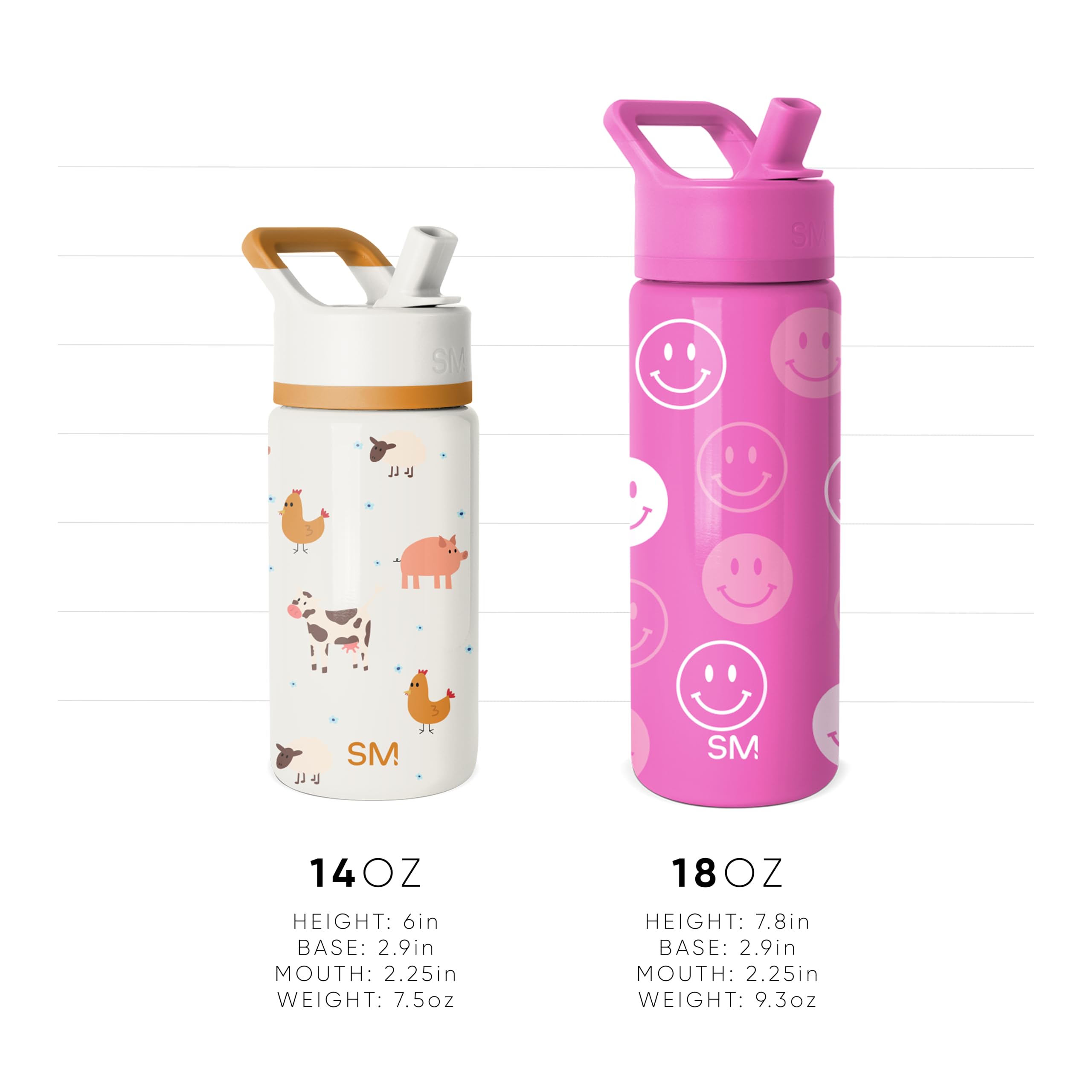 Simple Modern Kids Summit Water Bottle with Straw Lid | Disney Princess 14oz Stainless Steel Cup Insulated Tumbler for Girls, School | Princess Rainbows