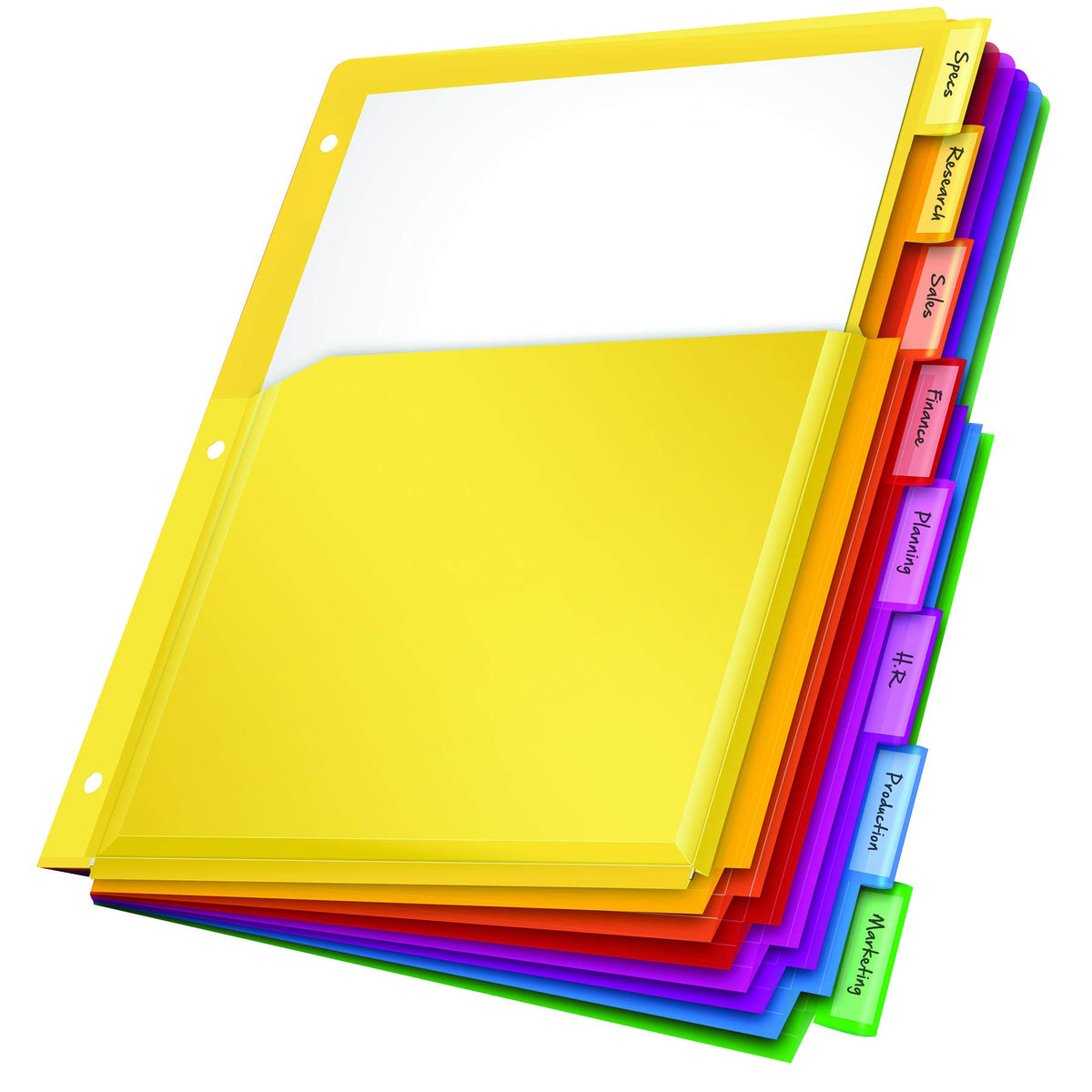 Oxford Trennblätter aus Kunststoff mit erweiterbaren Taschen, Trennblätter für 3-Ring-Ordner, flexible, erweiterbare Vordertaschen, 8-teilig, einsteckbare, mehrfarbige Register, Letter-Format, 3er-Set (89605)