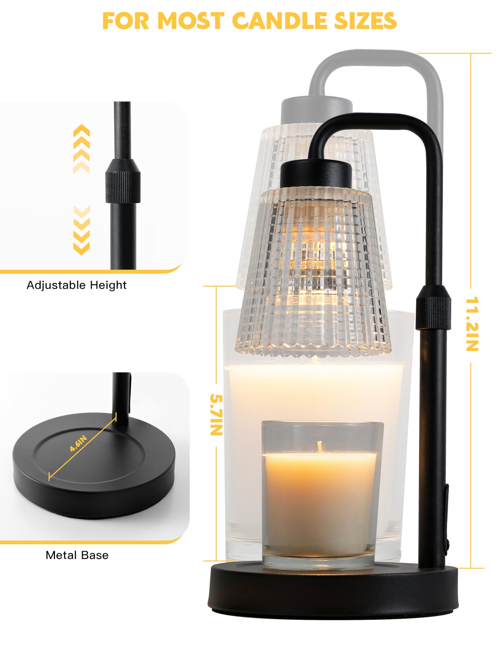 GODONLIF Candle Warmer Lamp with Timer Dimmable, Birthday Gifts for Women Mom, House Warming Gifts New Home Decor, Wax Melt Warmer for Jar Candles with 2 Bulbs