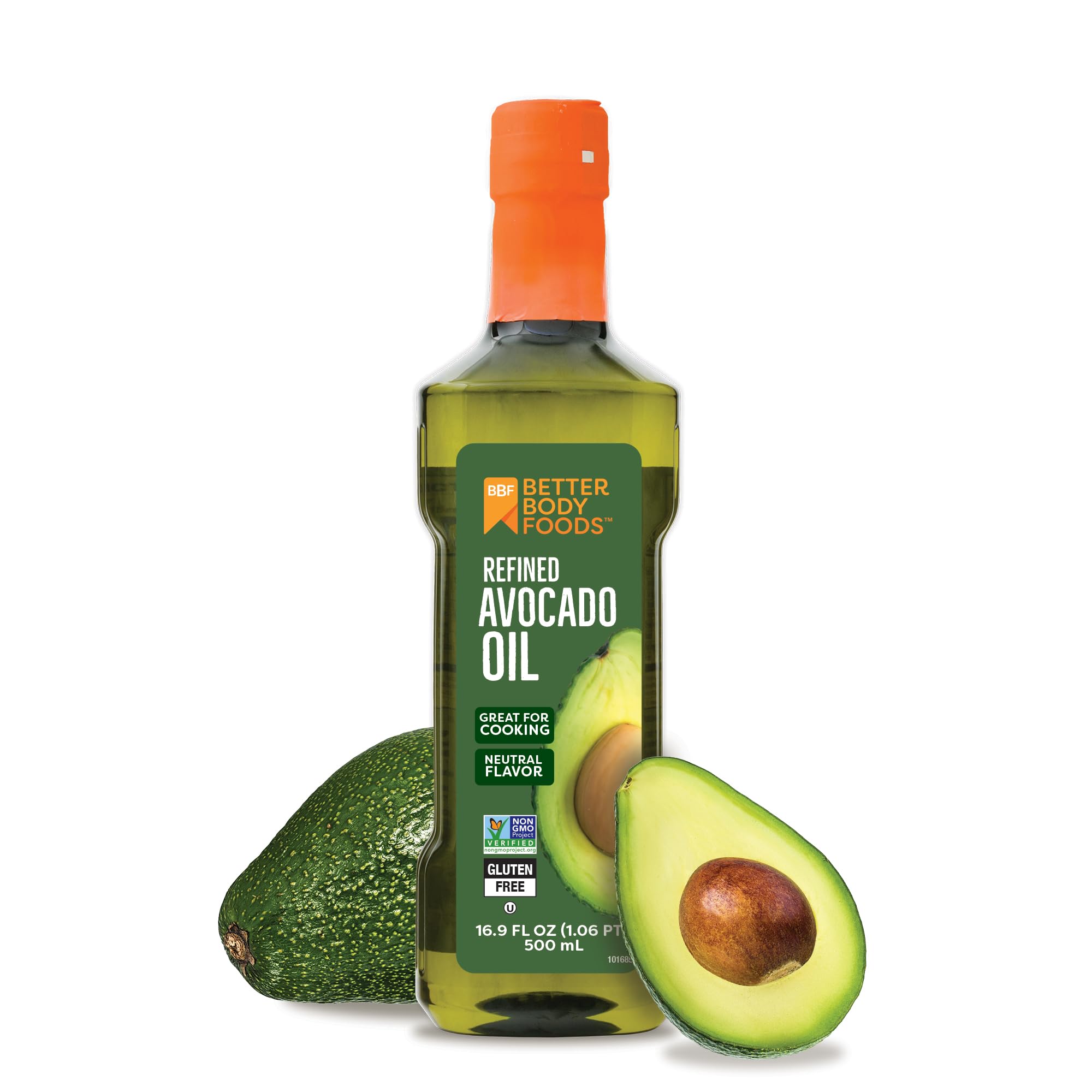 BetterBody Foods raffiniertes Avocadoöl, gentechnikfreies Speiseöl, koscher, Keto- und Paläo-Diät-freundlich, zum Braten, Backen, Avocadoöl, 500 ml, 16,9 fl oz