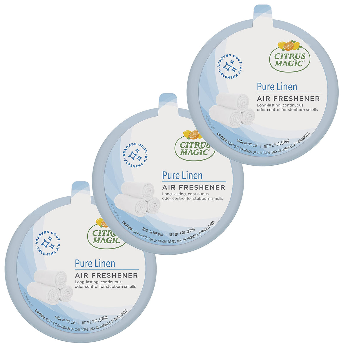Citrus Magic Geruchsentfernender fester Lufterfrischer, Pure Linen, 8 Unzen, 3er-Pack