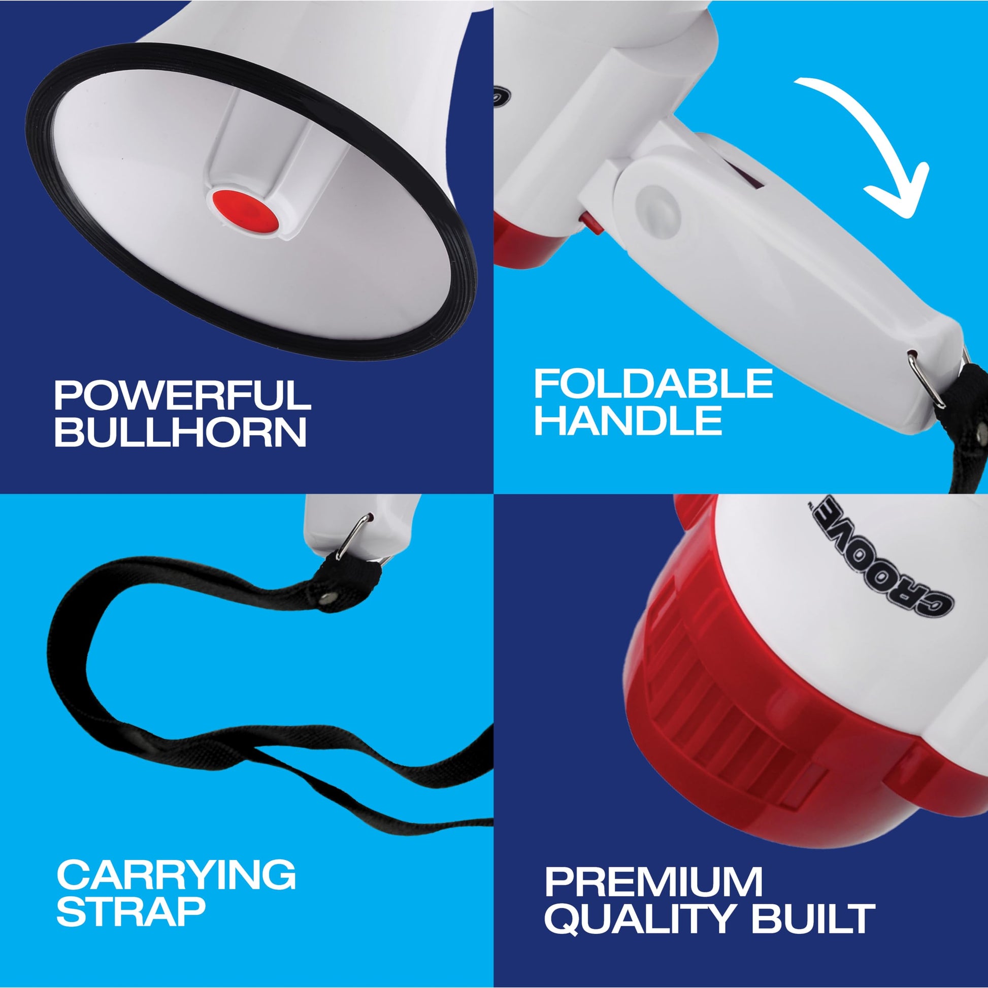 Portable Megaphone Bullhorn Loud Speaker with Siren Music & Volume Control, 30 Watt Lightweight Mini Bull Horn, 800 Yard Voice Range Mega Phone, Cheering Gifts for Adults, Kids Ages 14 15 16+ Year Old