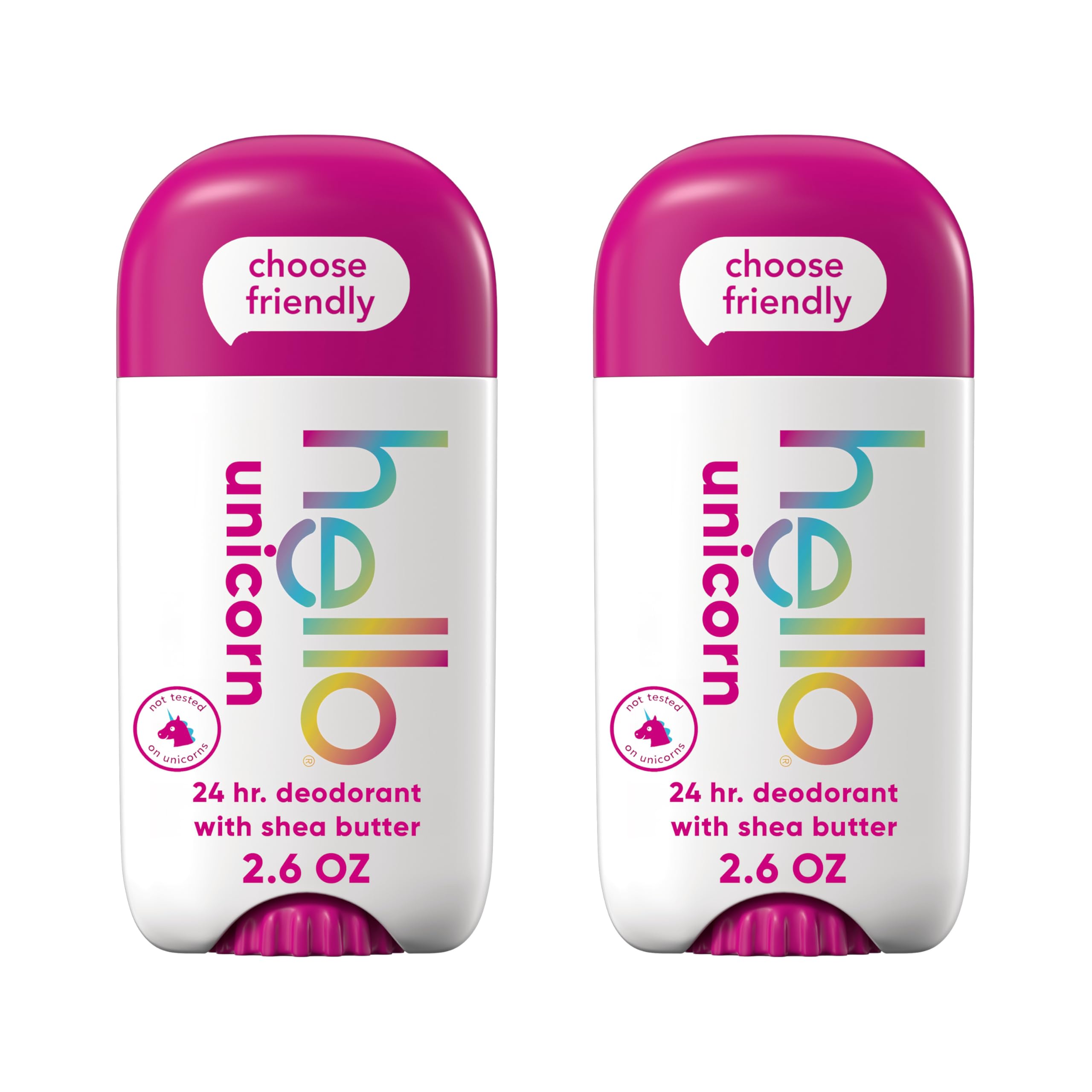 hello Unicorn Aluminiumfreies Deodorant für Frauen, Mädchen, sicher für Kinder, dermatologisch getestet, natürlicher Duft, 2er-Pack