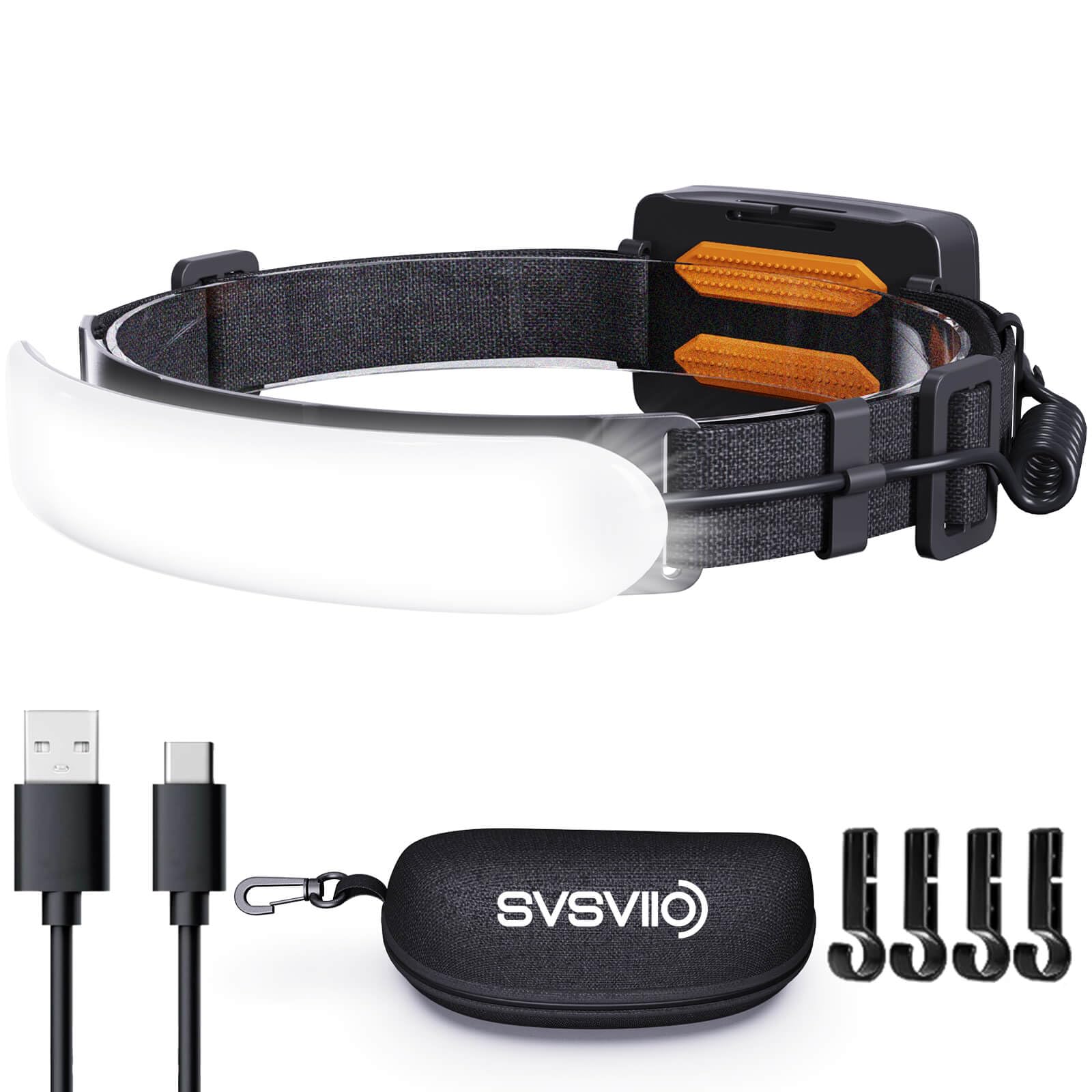 svsviio Headlamp Rechargeable PRO+,7500mAh 1500 Lumen Super Bright 230 degreesBeam LED Head Lamp,Head Lights for Forehead,3 Modes,IPX6 Headlamps for Adults Camping/Mechanic/Hard Hat