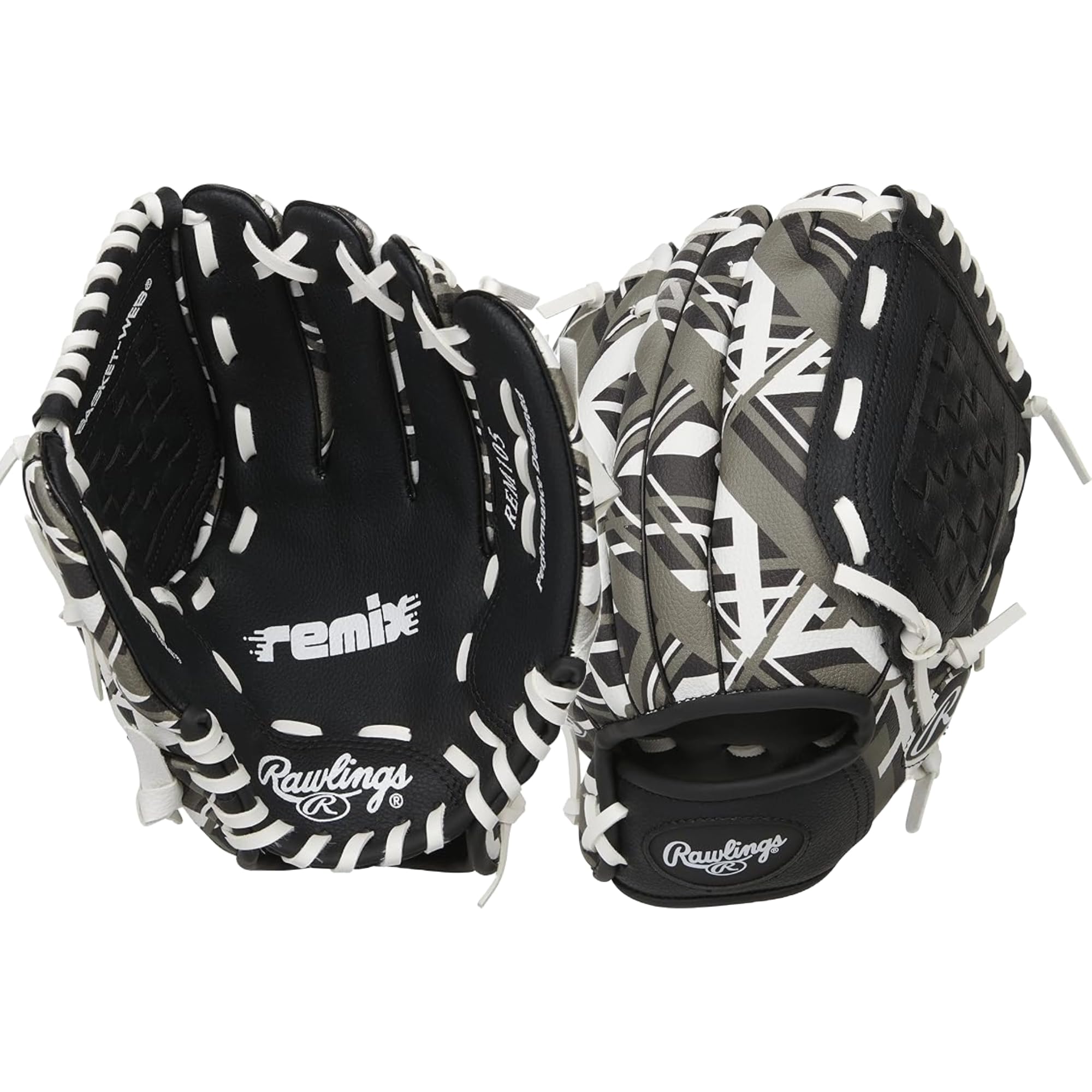 Rawlings | REMIX T-Ball & Jugend Baseballhandschuh | Rechtshänder | 9" | Schwarz