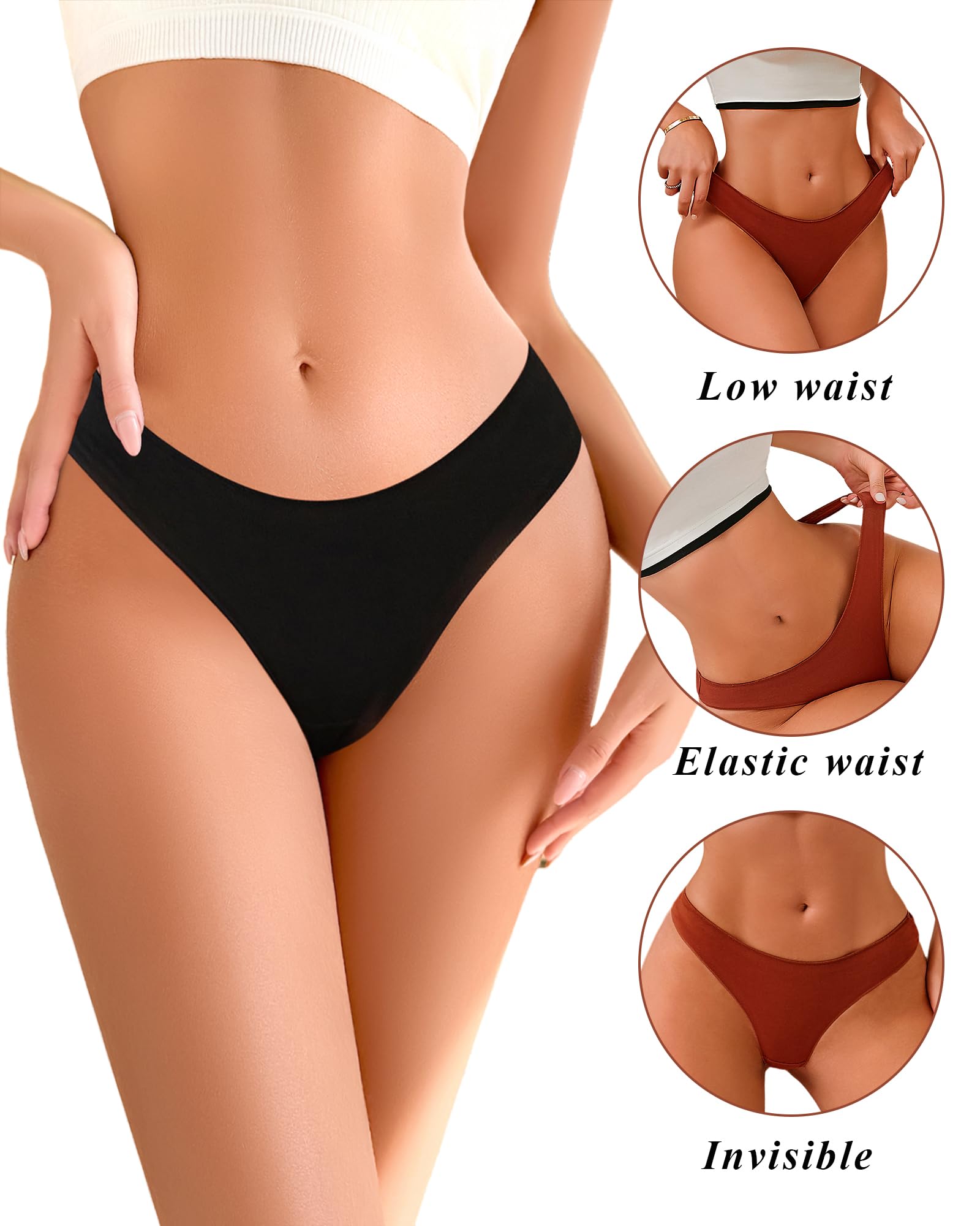 READY TO LOVE Cotton Underwear for Women Pack Breathable Thongs for Women Sexy Stretch Soft Womens Panties Thong XS-XL