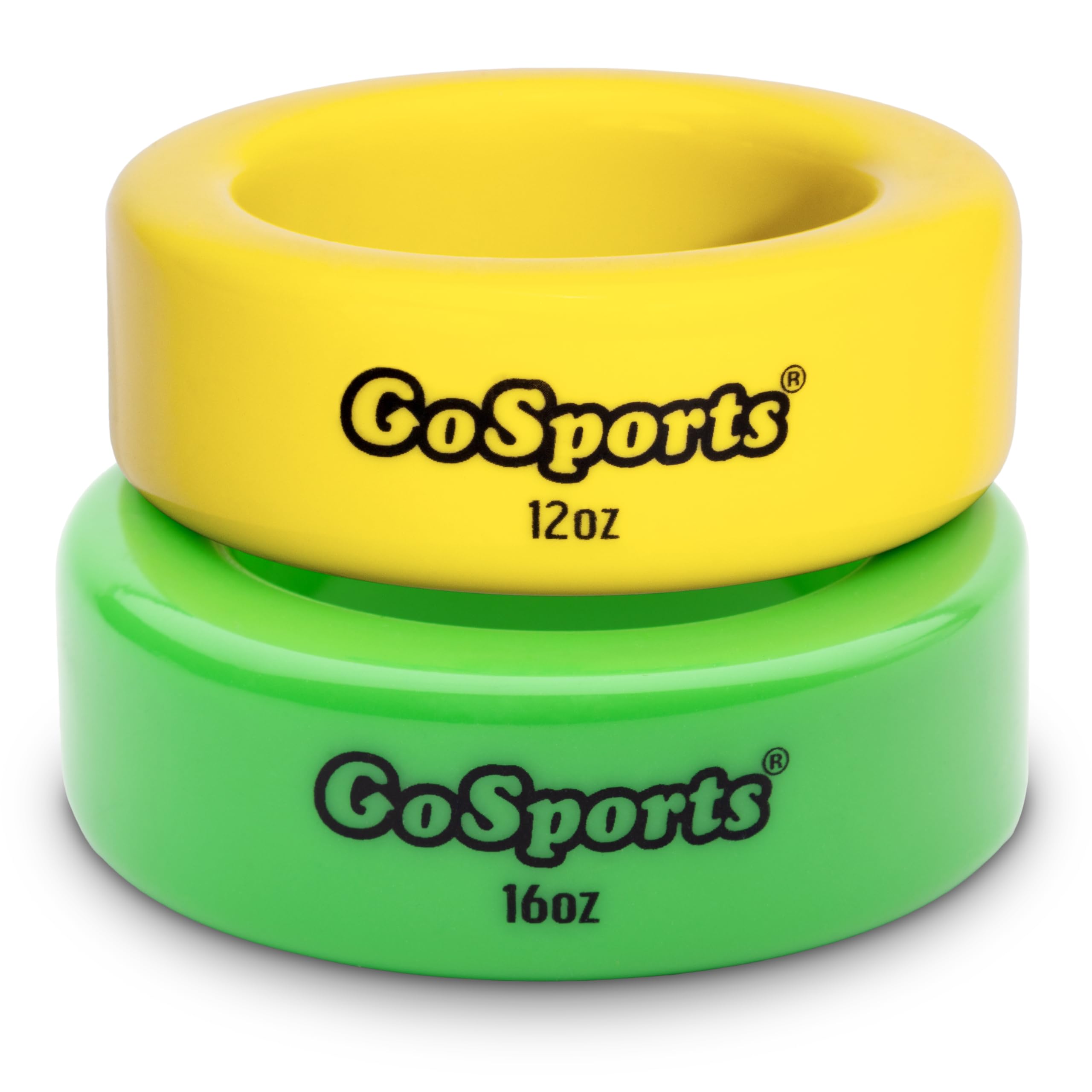 GoSports Baseball und Softball Schlägergewichte – 2er-Pack Baseball Donuts – 16 oz & 12 oz