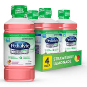 Pedialyte AdvancedCare Electrolyte Solution Has PreActivPrebiotics | Hydration Drink | Strawberry Lemonade, 1 Liter, Pack of 4