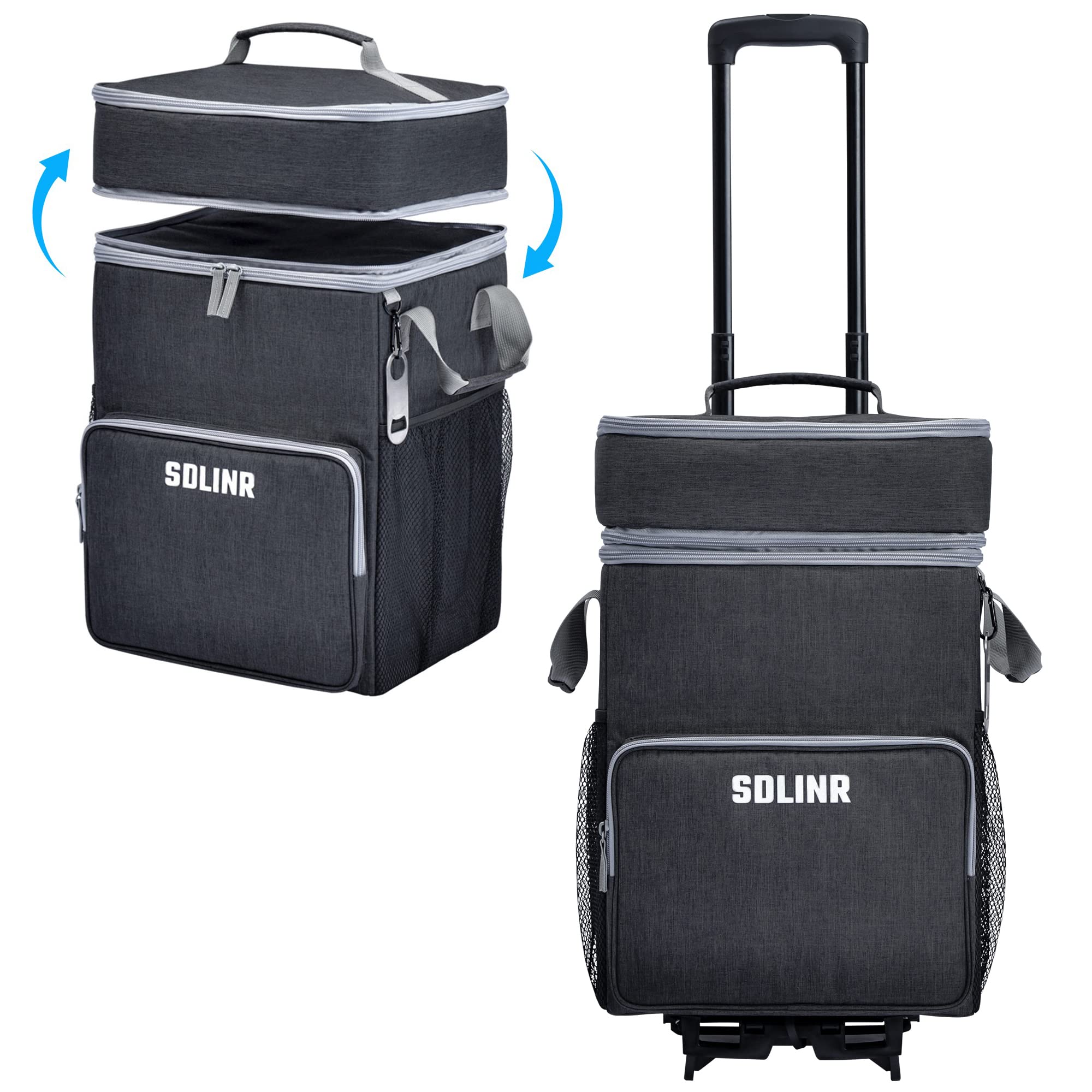 SDLINR 72-Dosen Große Rollkühlbox, auslaufsichere isolierte Kühltasche mit Rollen und Griff, zusammenklappbar für Strand, Camping, Terrasse, Reisen, Outdoor