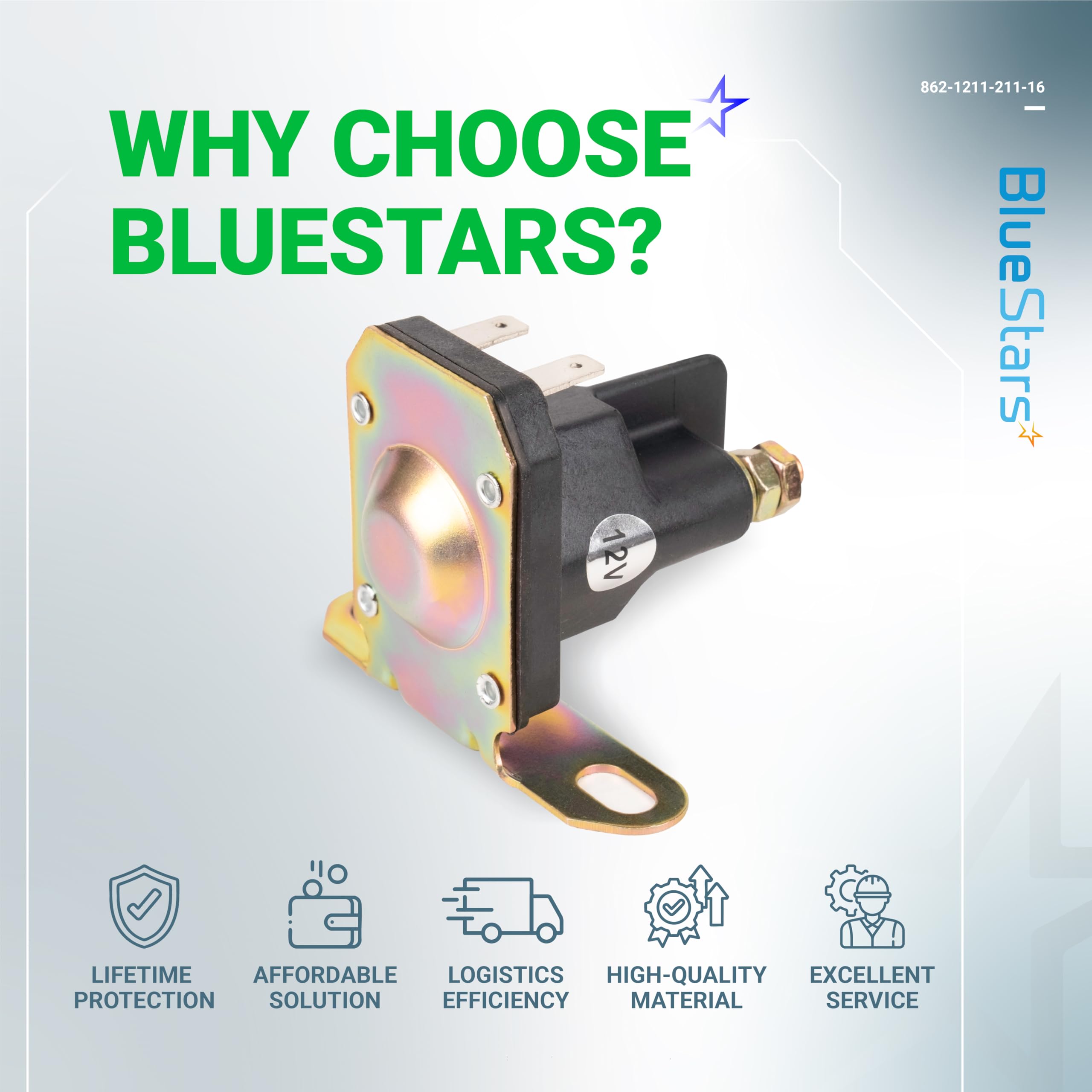 BlueStars 862-1211-211-16 AM138068 Starter Solenoid Relay 12V - Compatible with Trombetta John Deere MTD Cub Cadet Lawn Tractor 725-04439 LA100 LA105 LA110 LA115 LA120 LA125 LA135 LA140 LA145 LA150