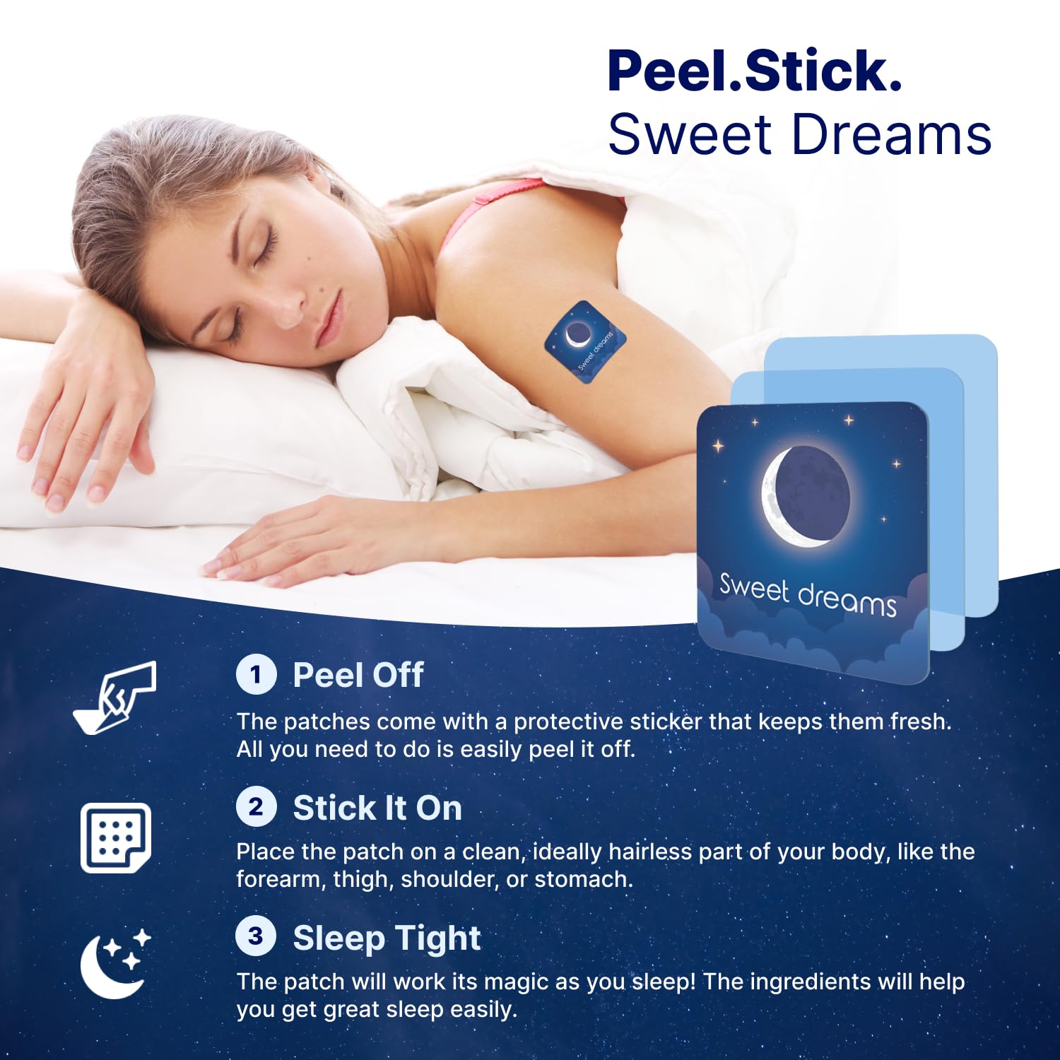 Wellamoon Original Sleep Patches for Adults Extra Strength | Easy-to-Apply Sleep Patch with Melatonin & Valerian | Relax & Wake Up Refreshed | Long-Lasting Night Comfort for Men & Women | 28 Patches