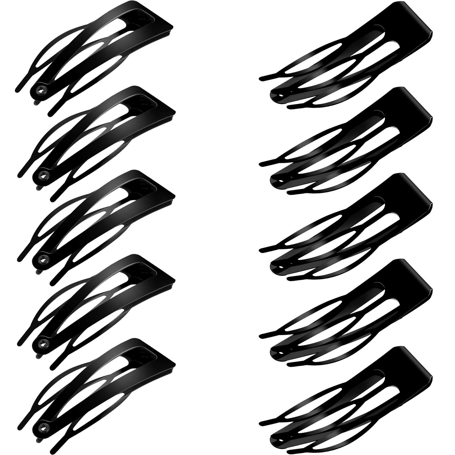 Chinco 24 Stück Doppelgriff-Haarspangen Metall-Schnappclips Damen-Haarspangen für die Haargestaltung, Salonbedarf (Schwarz, 5 cm)