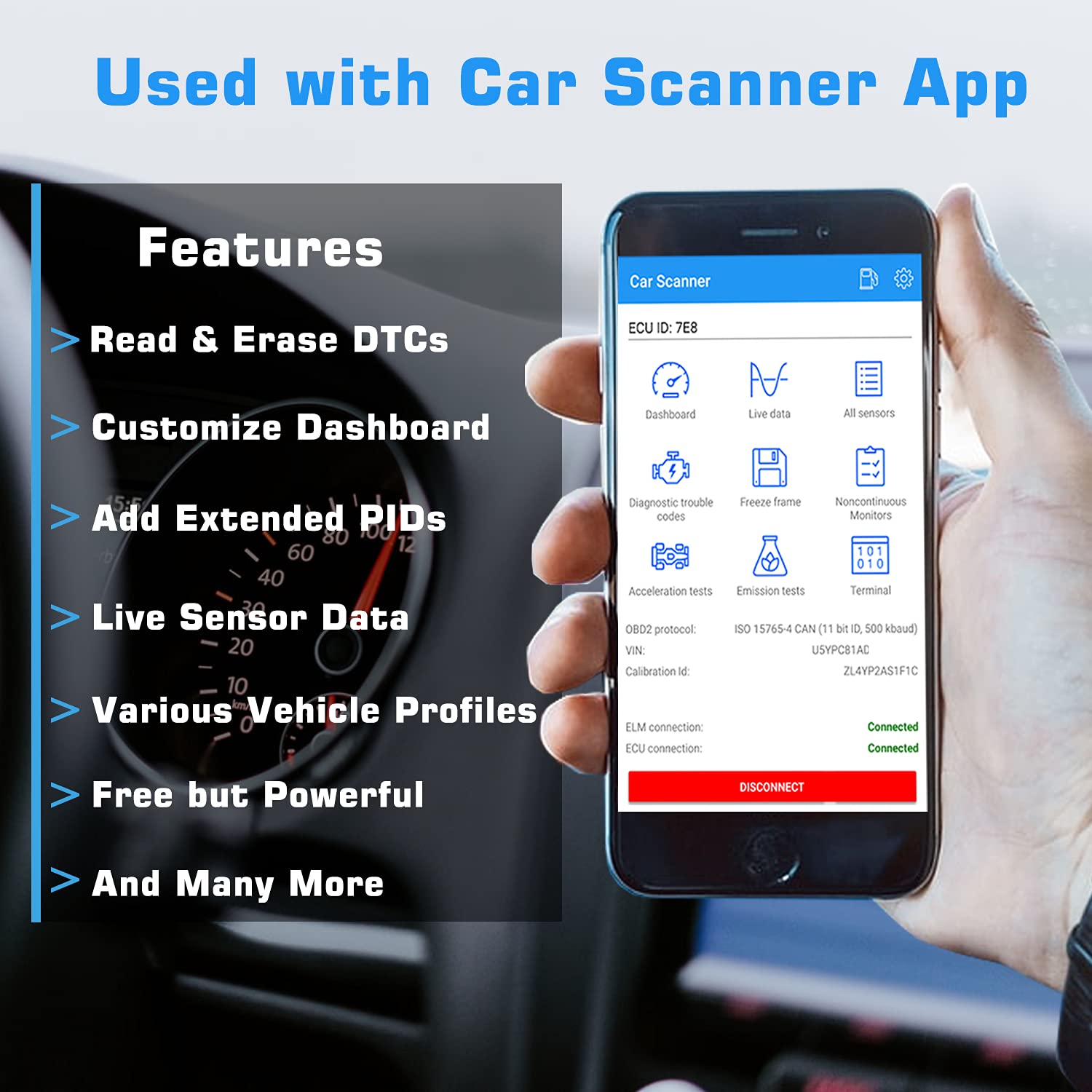 Veepeak Mini Bluetooth OBD II Scanner for Android (Incompatible with iOS), Car Wireless Check Engine Light Code Reader OBD Diagnostic Scan Tool