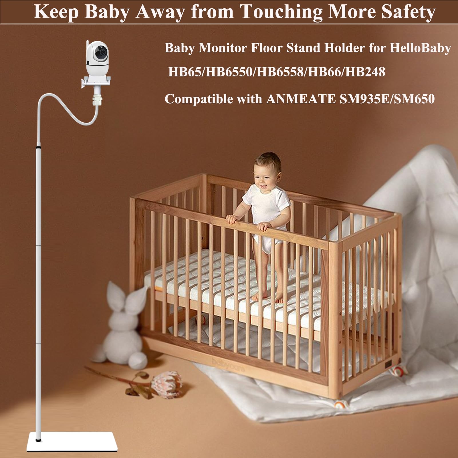 EYSAFT Baby Monitor Floor Stand Holder Mount Compactible for Nanit Pro & Flex Stand,Infant Optics DXR-8 Pro,VTech VM901/VM819/RM7764,Momcozy,HelloBaby,eufy E110,nooie IPC100,Motorola VM75/VM50G/VM44