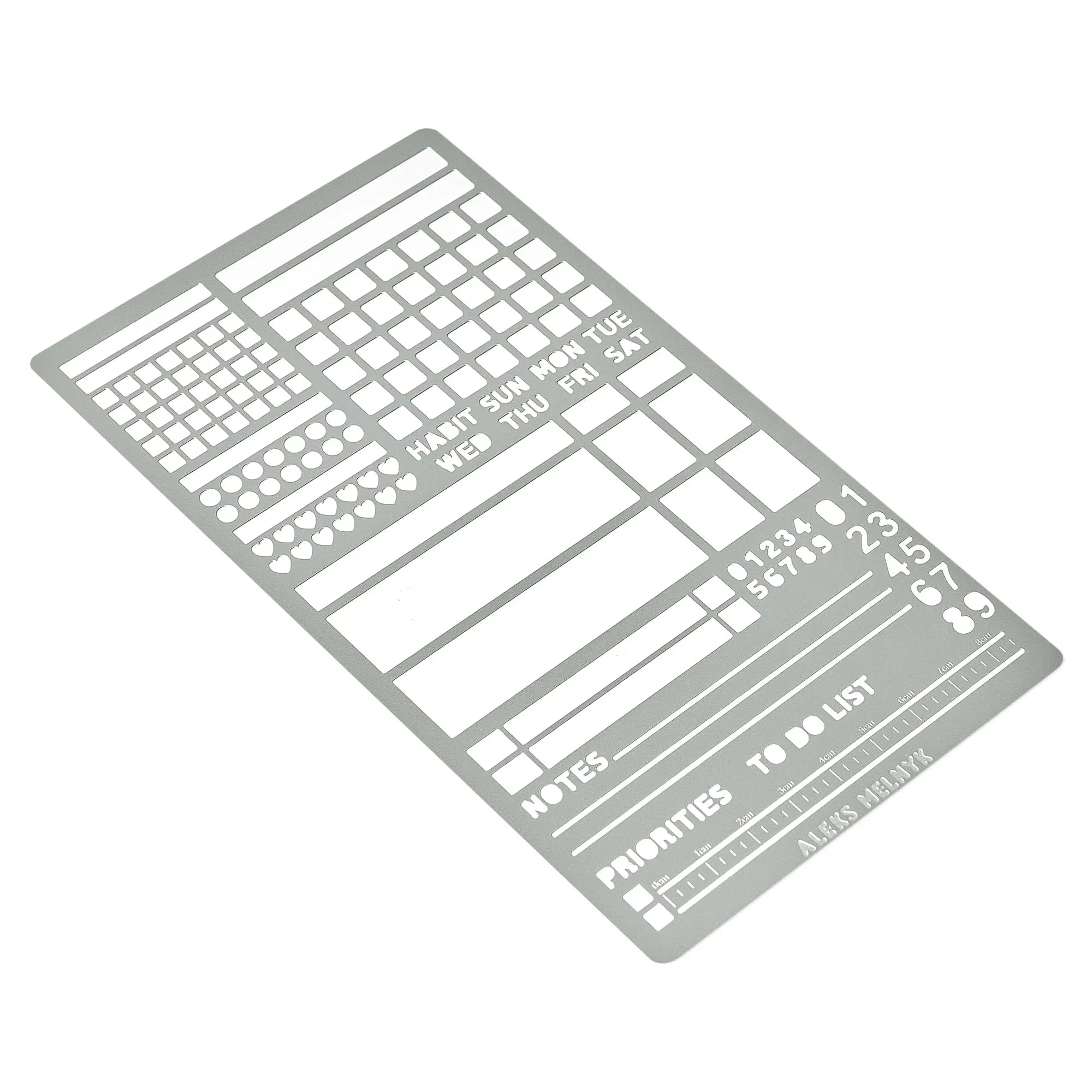 Aleks Melnyk No.423 Metal Stencil for Bullet Journaling, Bookmark, Planning, Banners, Lines, Lists, Planner Stamps, Habit Tracker, Dot Journal Stencil for Diary, Template, Scrapbook
