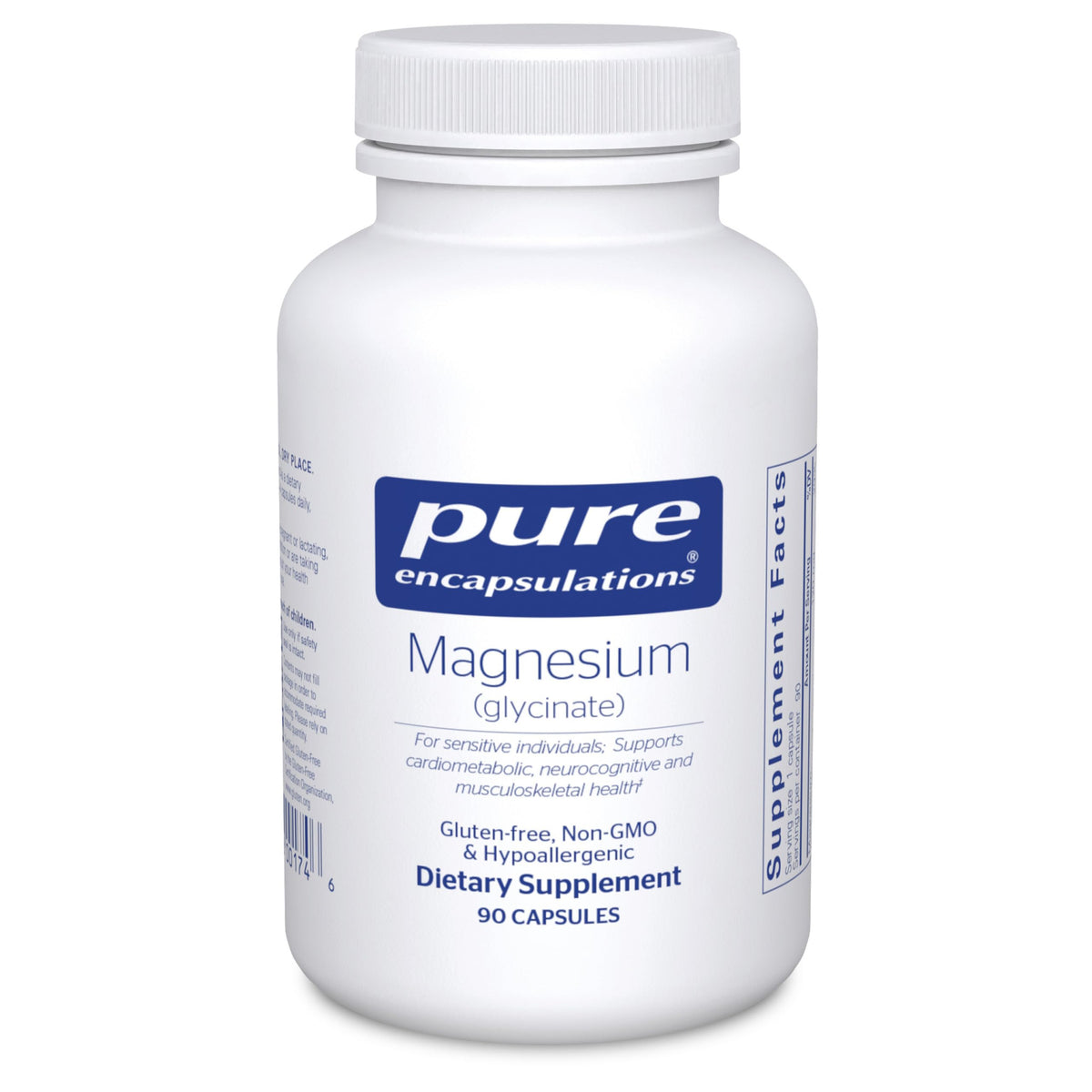 Pure Encapsulations Magnesium (Glycinat) – Nahrungsergänzung zur Unterstützung bei Stressabbau, Schlaf, Herzgesundheit, Nerven, Muskeln und Stoffwechsel* – mit Magnesiumglycinat – 90 Kapseln