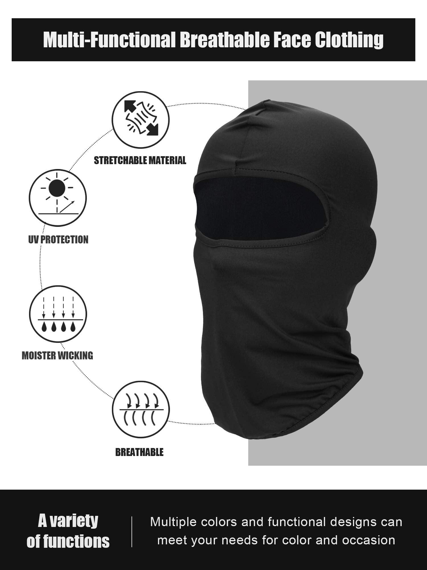 9 Pcs Ski Mask for Men Full Face Cover UV Sun Protection Face Mask Windproof Balaclava for Outdoor Motorcycle Cycling
