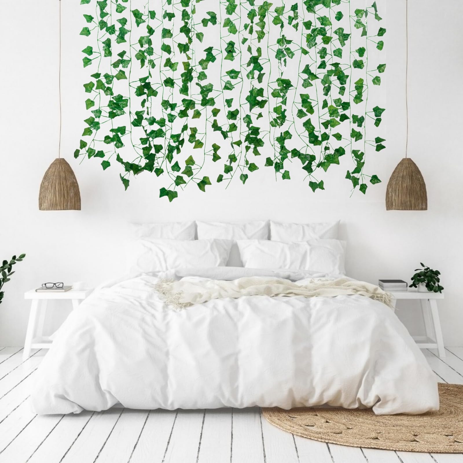 Freyalife Fake Vines for Room Decor(12 Pack 84 Feet) Aesthetic Artificial Plant Ivy Leaves Hanging Greenery Garlands for Home Bedroom Wall Wedding Christmas Party Office Patio Outdoor Garden Décor