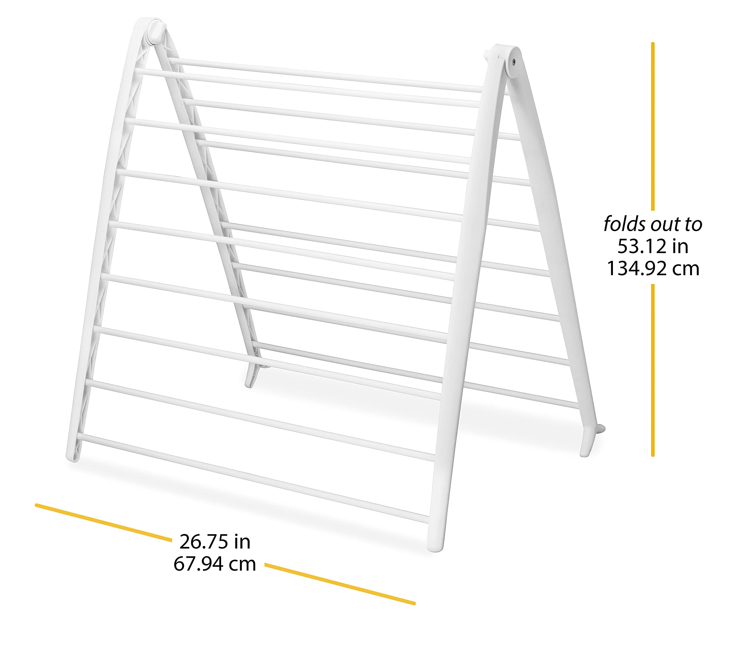 Whitmor Spacemaker Folding Drying Rack, Freestanding Indoor Clothes Dryer, Space Saving Compact Design, 6"L x 26"W x 51.5"H, White