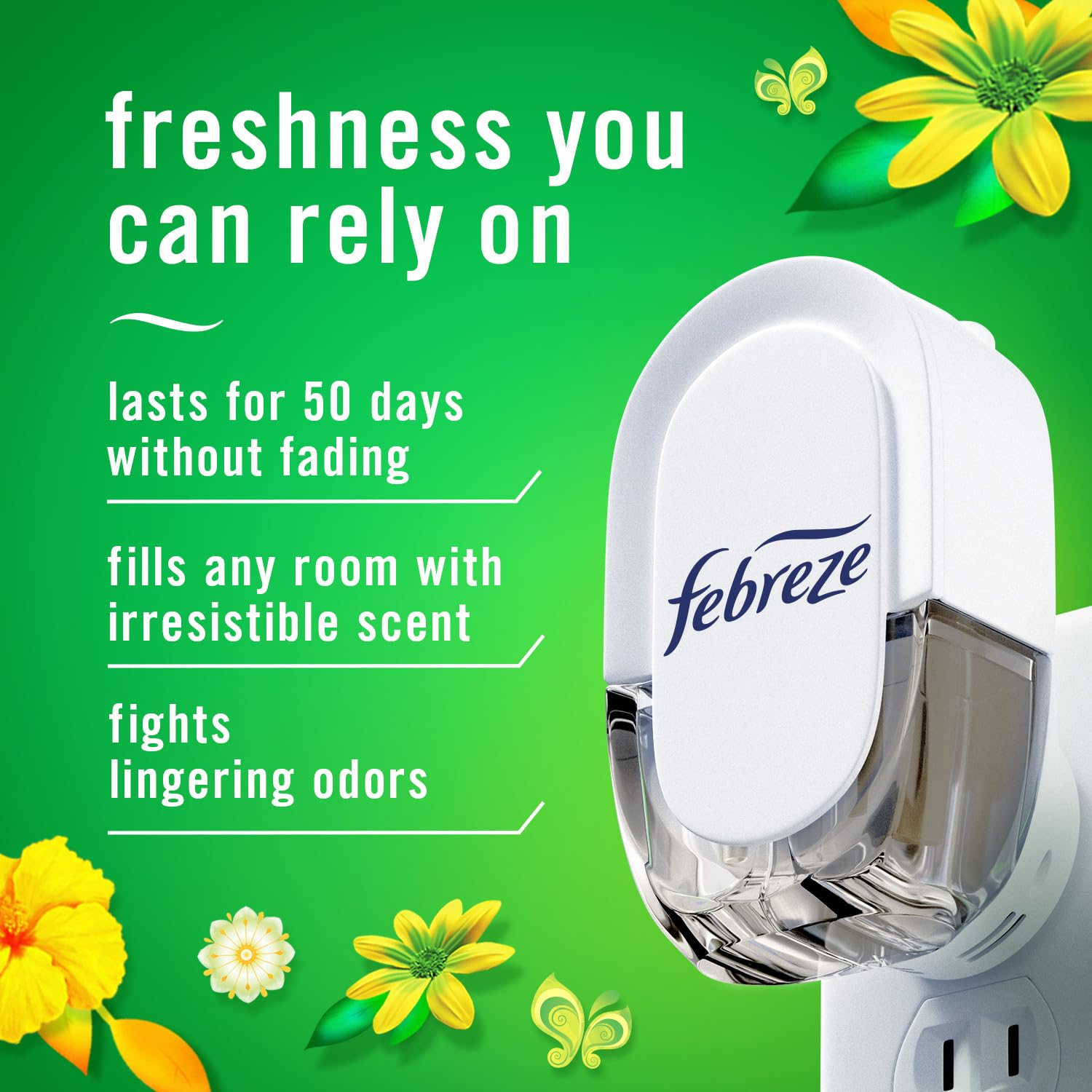 Febreze Odor-Fighting Fade Defy PLUG Air Freshener, Gain Moonlight Breeze, Gain Original, 0.87 fl. oz. Oil Refills, 4 Refills (2 of Each)