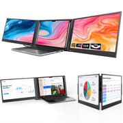 QQH Laptop Screen Extender, 15.6” Triple Portable Monitor for Laptop with Ultra-Slim FHD IPS Display, USB-C Plug and Play Extended Screen Compatible with MacOS, Windows, Android for 12-16" Laptops