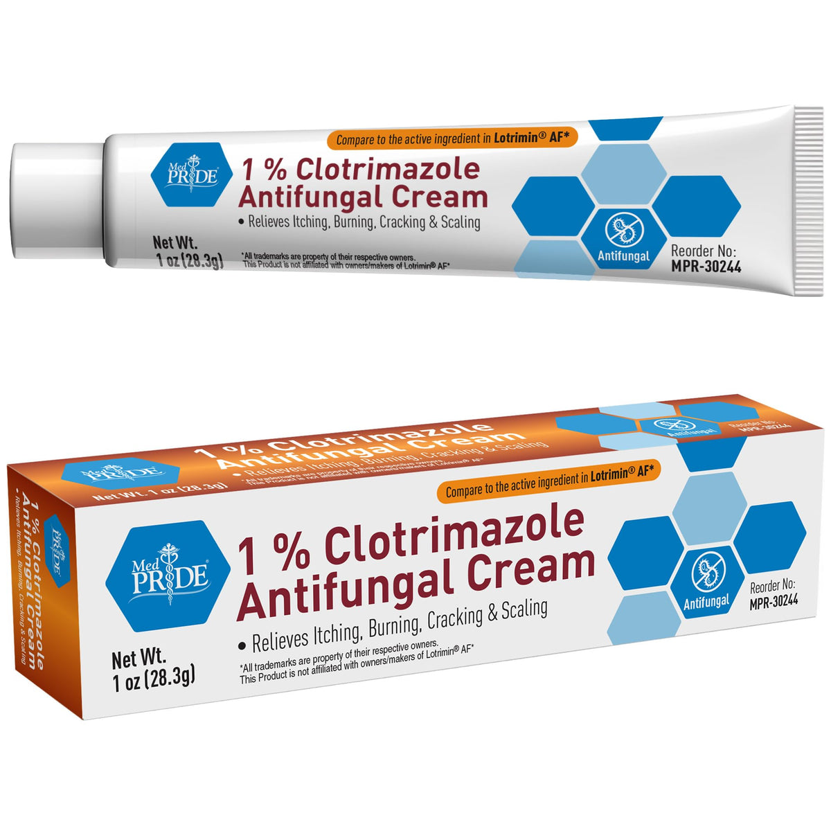 MED PRIDE 1% Clotrimazol Antimykotische Creme 28g – Pilz-Hautpflegebehandlung mit – Juckreiz im Genitalbereich Körperbalsam – Bekämpft Infektionen, Schwitzbläschen, Fußpilz, Ringelflechte & Lindert Juckreiz, Brennen
