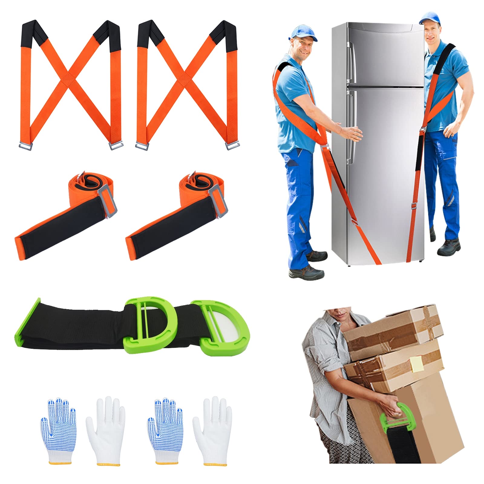Moving Straps Lifting(Padded) one Person 2-Person Lifting and Moving System Appliance,for Harness Moving Mattress Couch Furniture Heavy Things,Suitable Professional Moving Body Strap Wrist Strap