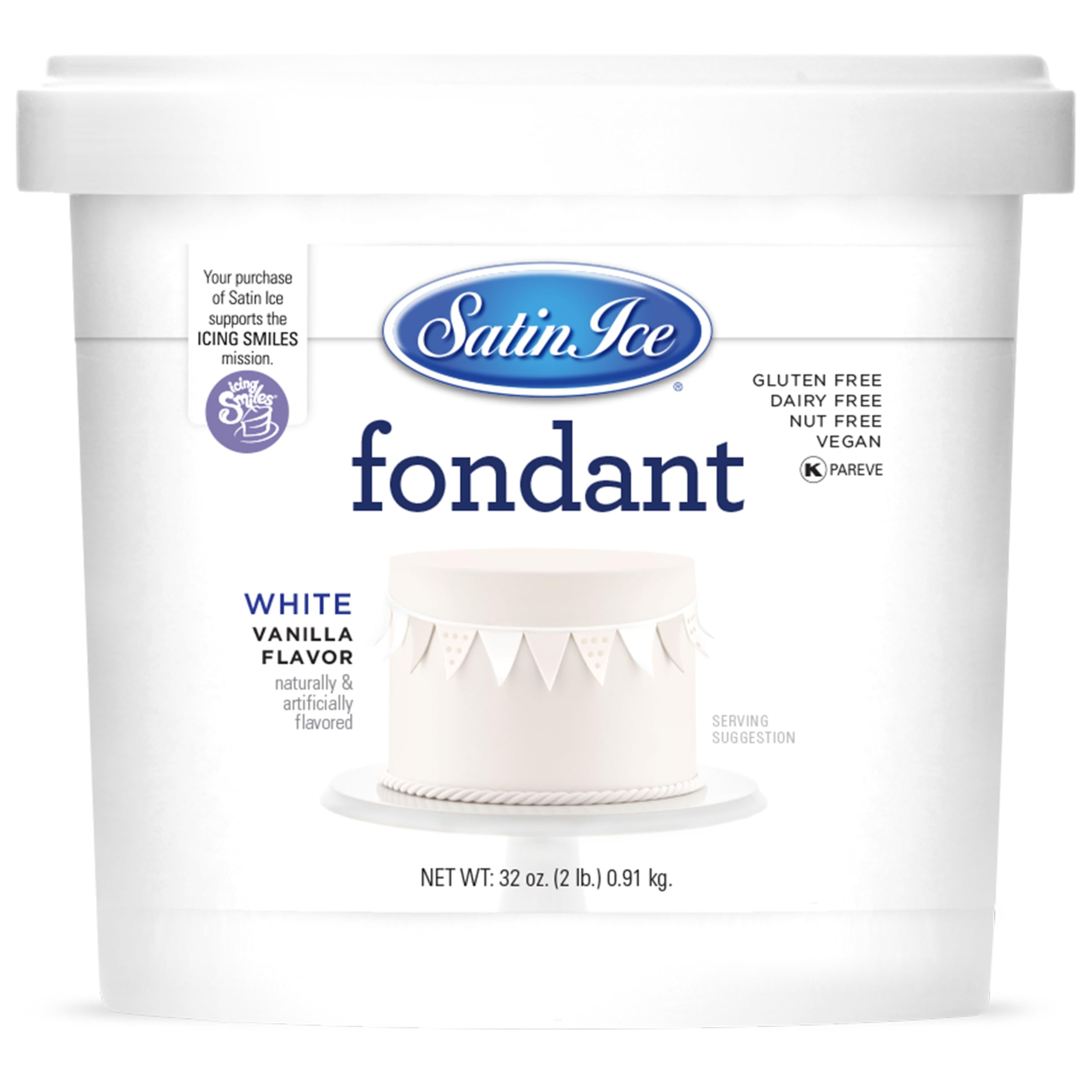 Satin Ice White Fondant, Vanilla, 2 Pounds