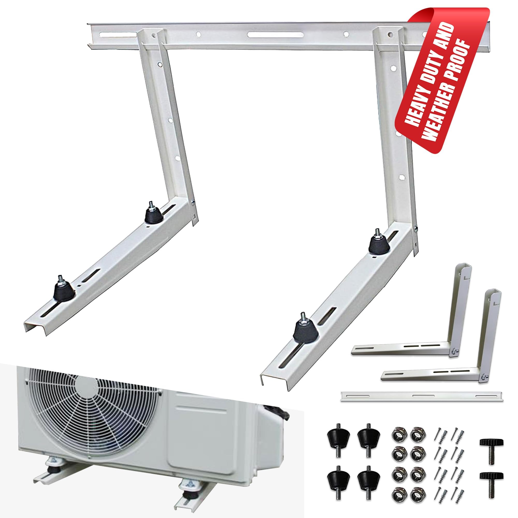 DuctlessAire Outdoor Wall Bracket - Mini Split Mounting Bracket - Ductless Air Conditioner Wall Mount - Mini Split AC/Heating System - Brackets for Window AC, HVAC, Heat Pump & More (9000-36000 BTU)