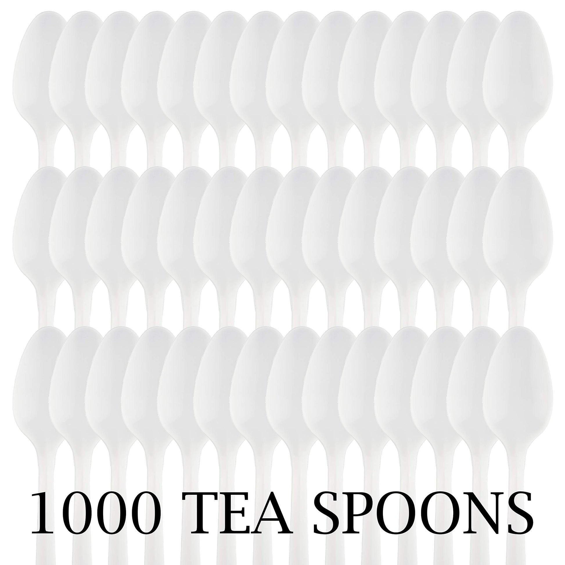 Plasticpro Cutlery Plastic Teaspoons Medium Weight Disposable Silverware White (1000 Count)