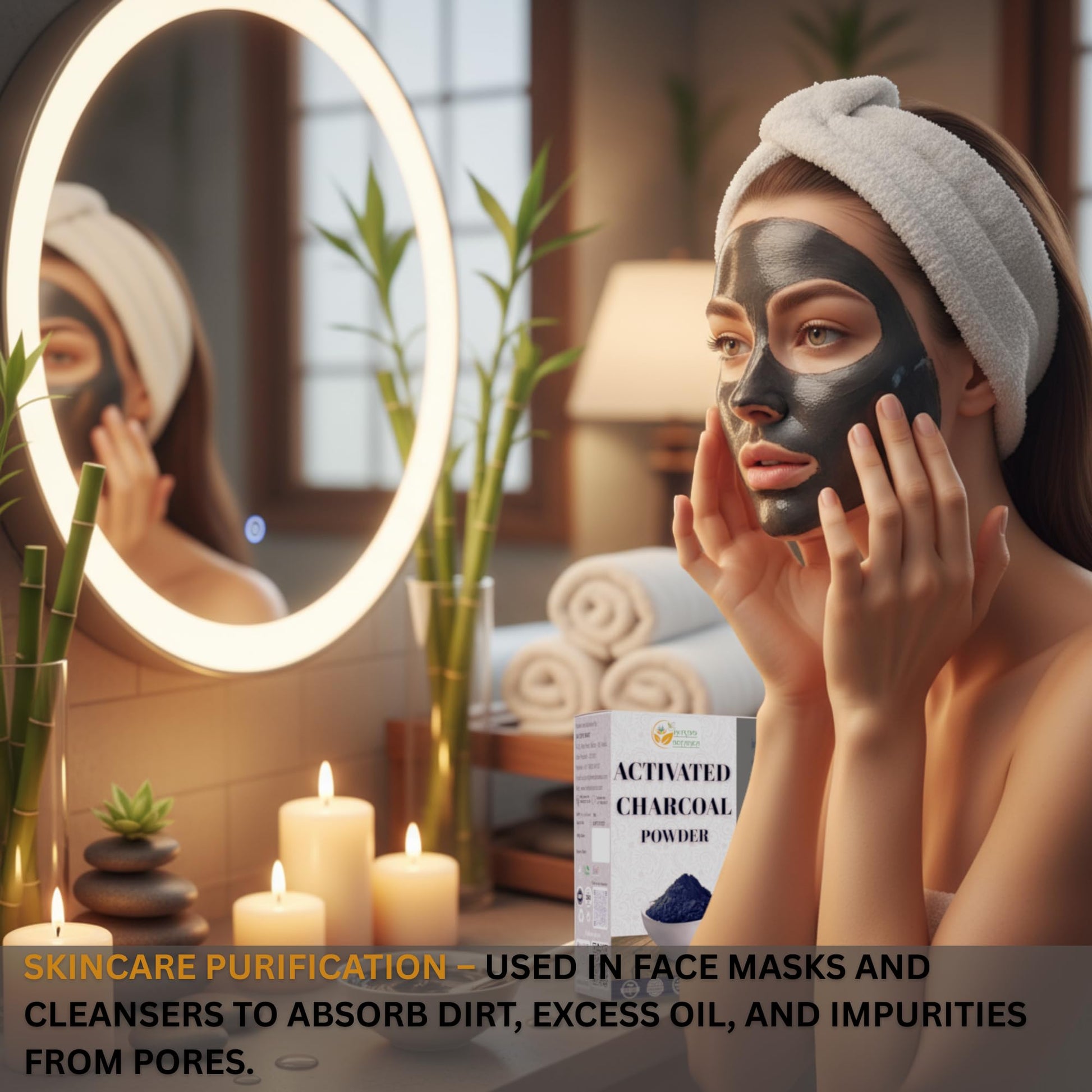 Herbs Botanica Activated Charcoal Powder 100% Food Grade Bamboo Charcoal Powder for Baking, Soap Making, Face Masks & DIY Skincare Fine for Multiple Uses 2 oz