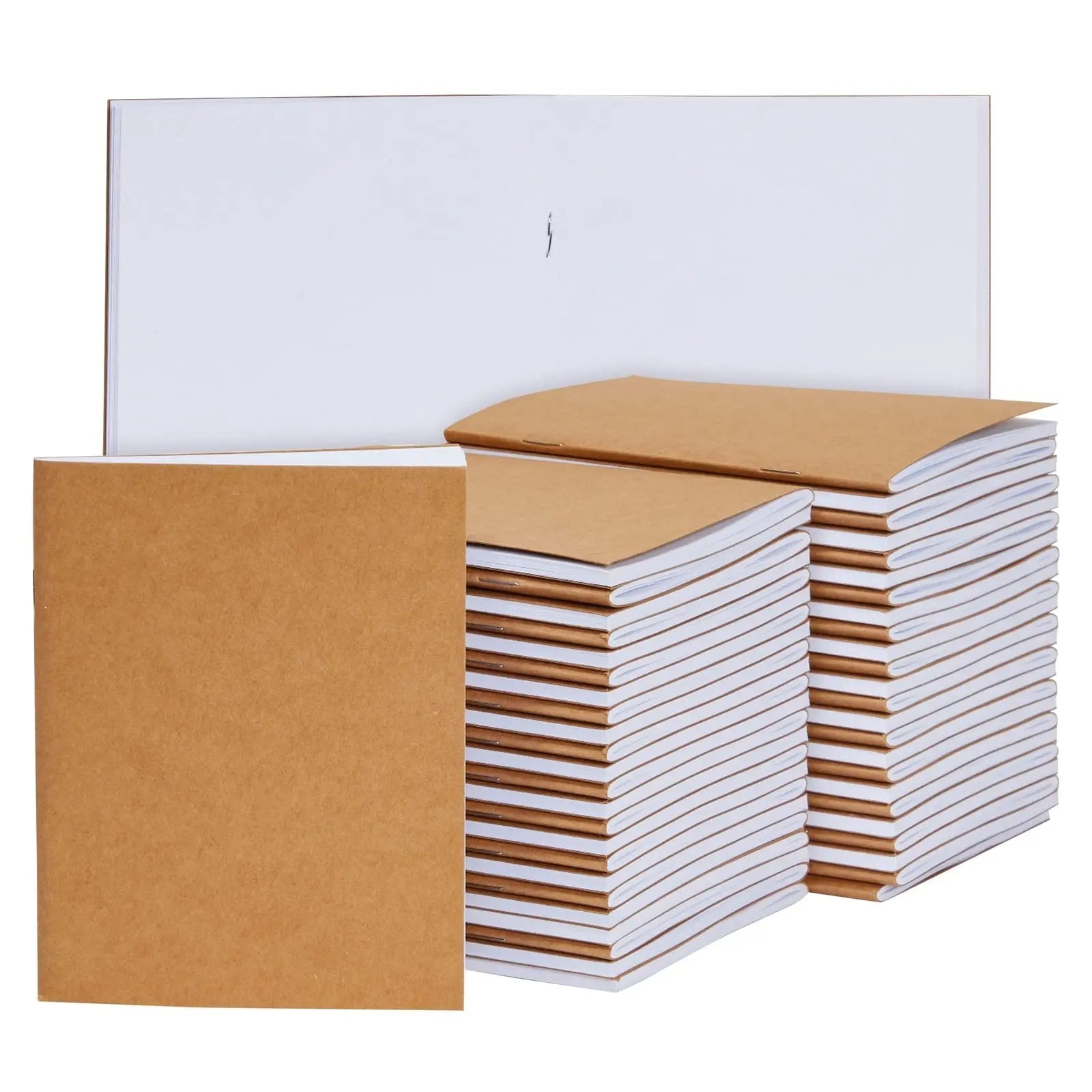 Paper Junkie 48-Pack Small Blank Notebooks Bulk - 4.25 x 5.5 in Brown Kraft Paper - Mini Journals Bulk Notebooks for Kids Sketching & Journaling