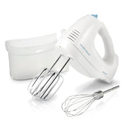 Hamilton Beach 6-Speed Electric Hand Mixer with Whisk, Traditional Beaters, Snap-On Storage Case, 250 Watts, White