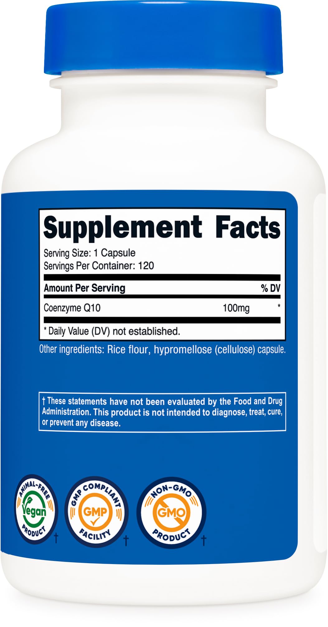 Nutricost CoQ10 100mg, 120 Vegetarian Capsules, 120 Servings - High Absorption, Vegetarian, Non-GMO, Coenzyme Q10