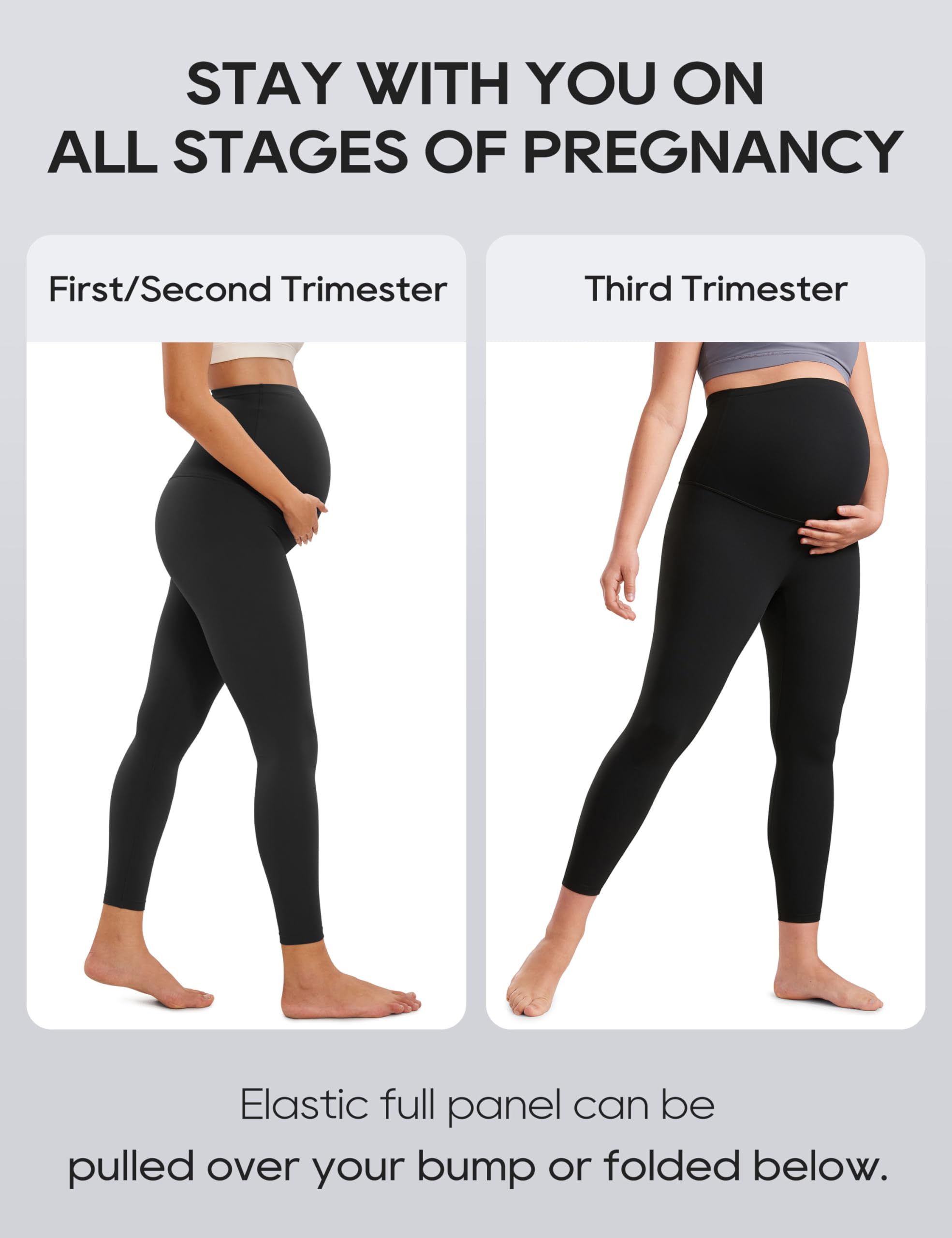 CRZ YOGA Womens Butterluxe Maternity Leggings Over The Belly 25" - Buttery Soft Workout Activewear Yoga Pregnancy Pants Black Medium
