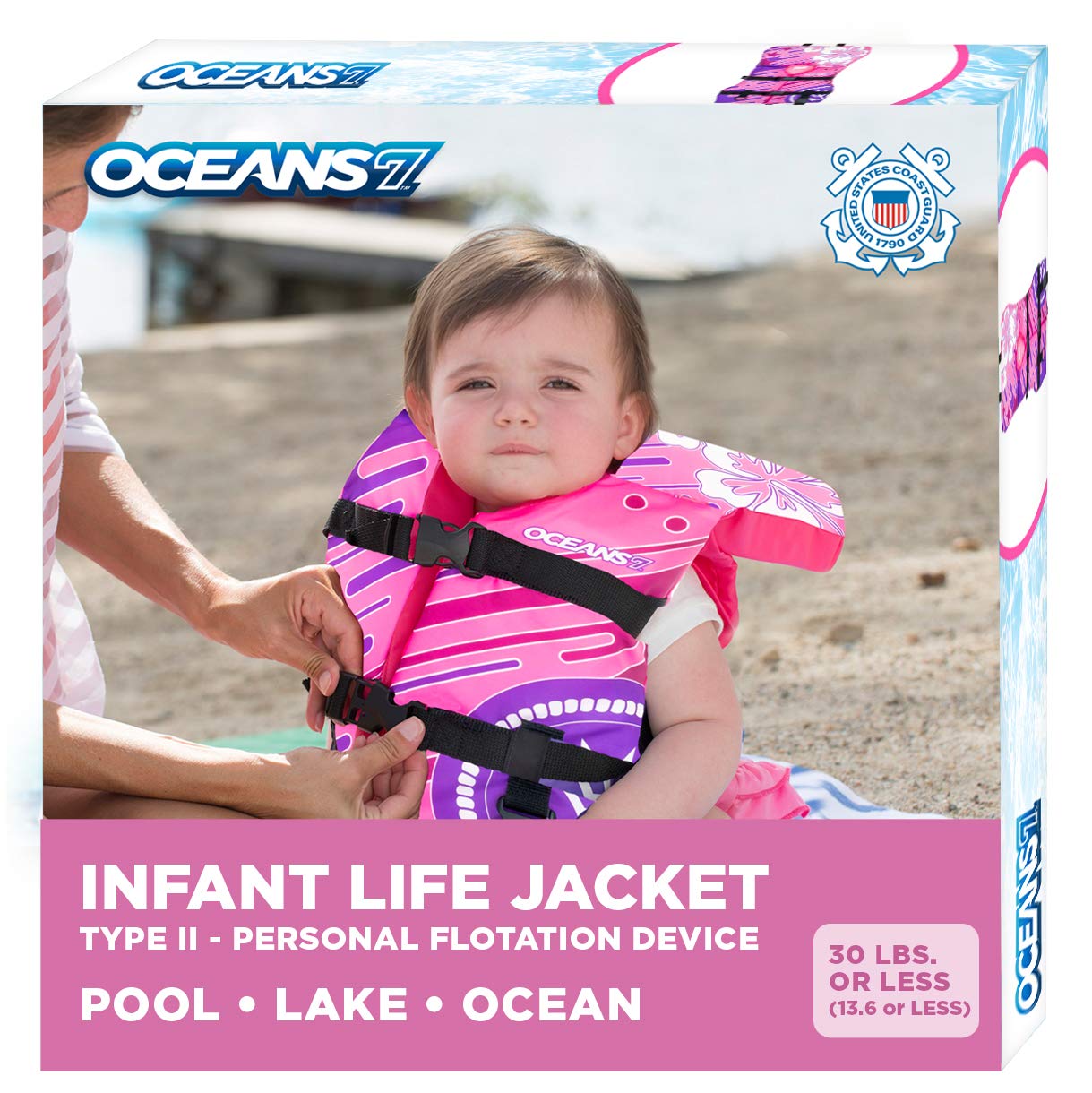 Oceans 7 US Coast Guard Approved, Infant-Child-Youth Life Jacket Vest - Sizes for 8-90 Lbs. - Type III Vest, PFD, Personal Flotation Device