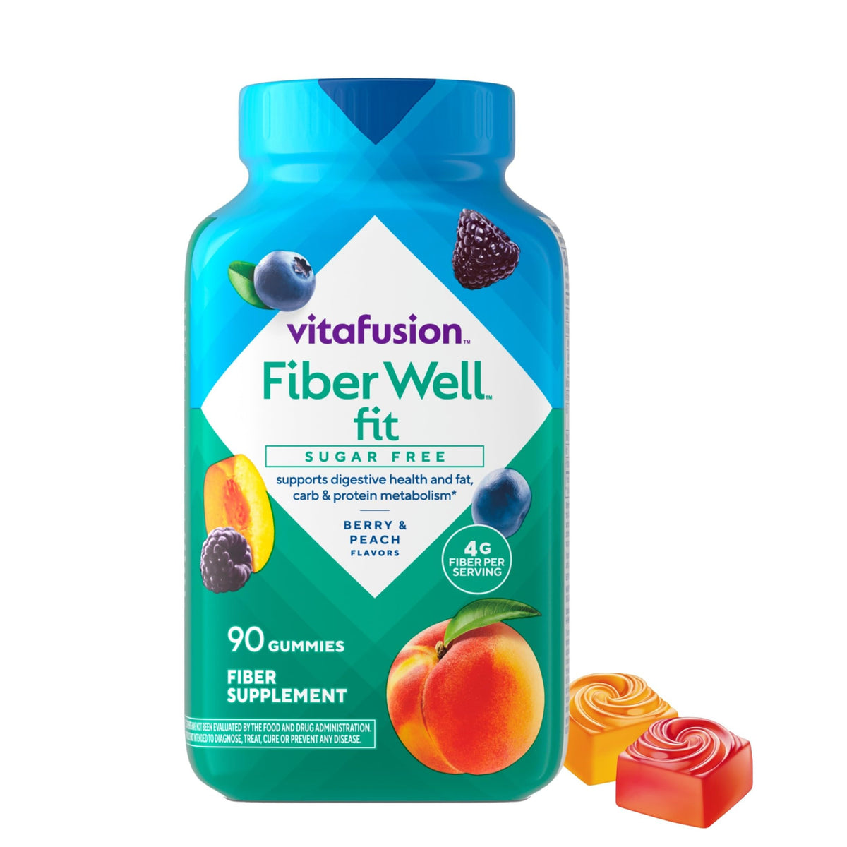 Vitafusion Fiber Well Fit Gummies Nahrungsergänzungsmittel, 90 Stück (Verpackung kann variieren)