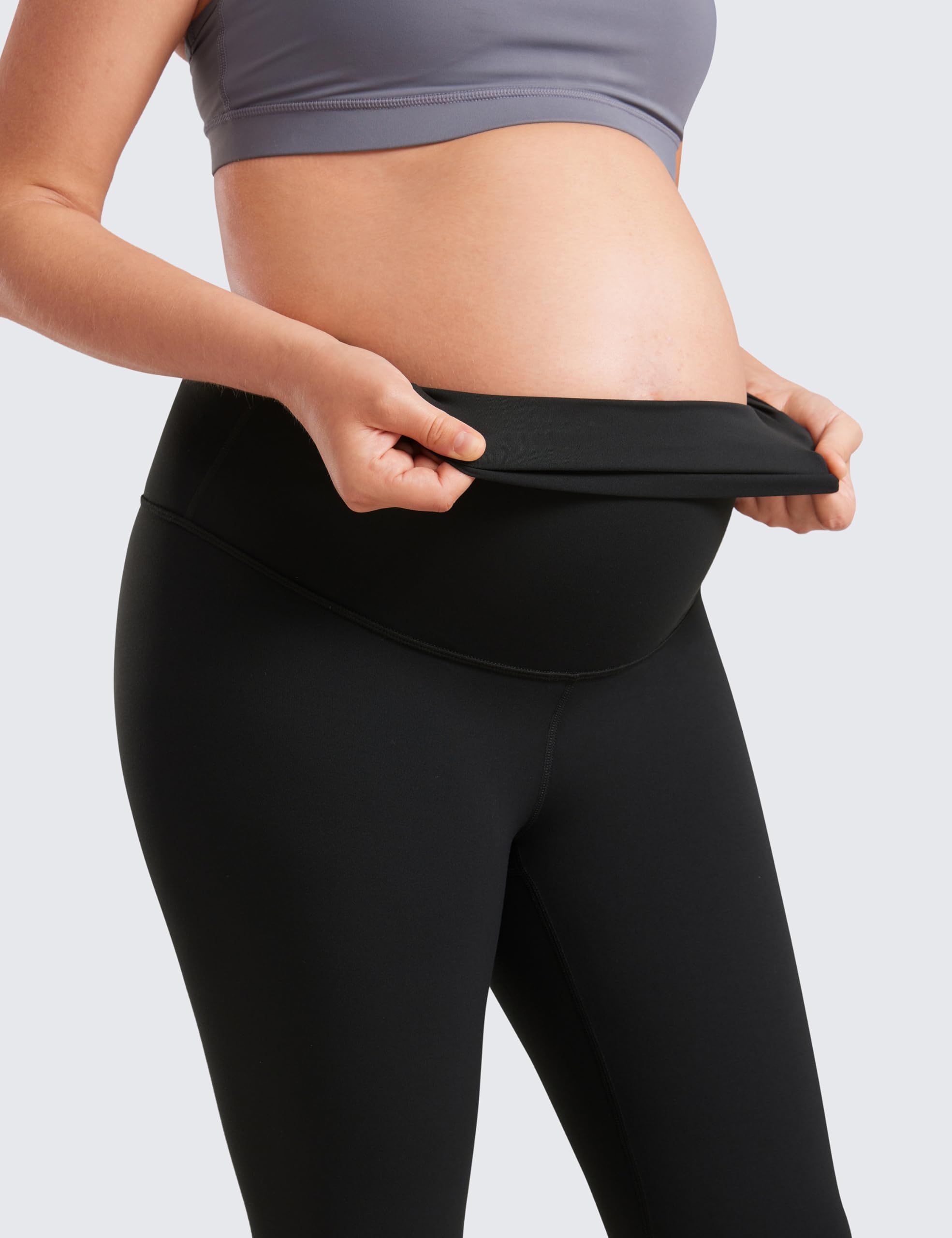 CRZ YOGA Womens Butterluxe Maternity Leggings Over The Belly 25" - Buttery Soft Workout Activewear Yoga Pregnancy Pants Black Medium
