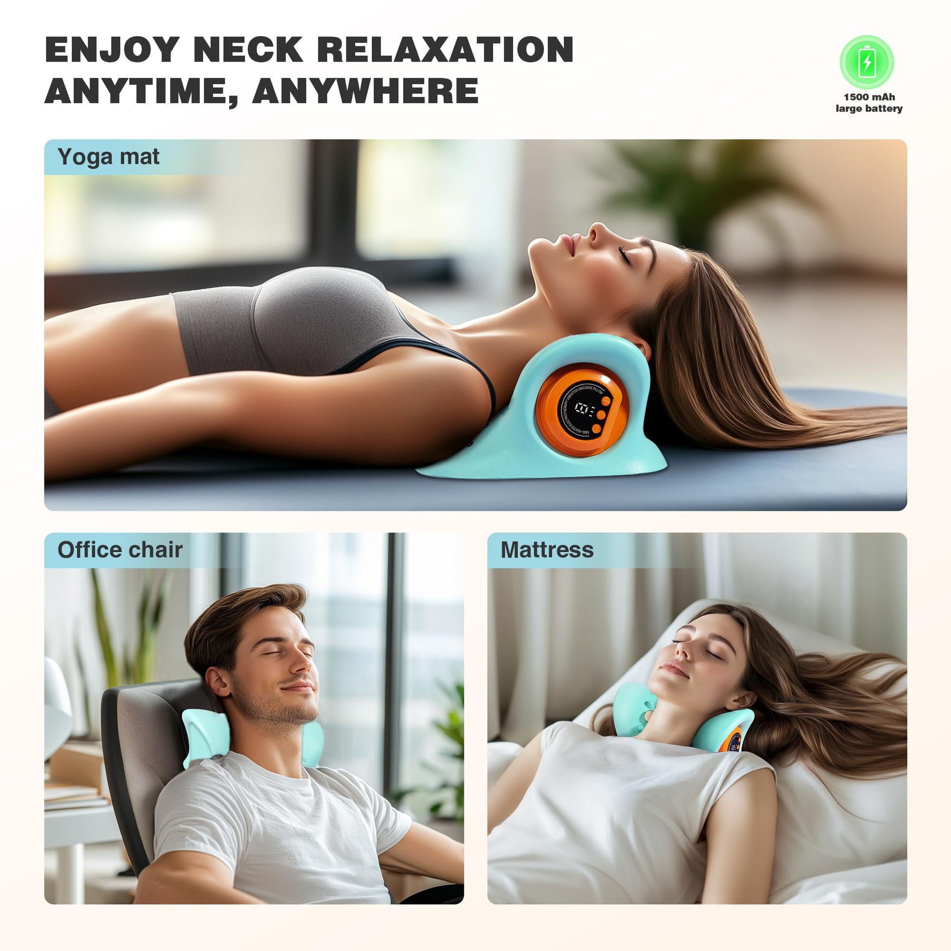GYSIEN Neck Massager 2025, Neck and Shoulder Relaxer with Heat, 3 Modes, Portable Pillows for Pain Relief and Muscle Relax, 26° Angle Cervical Traction Device for Back, Shoulder