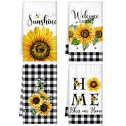 Bencailor 4 Pcs Sunflower Kitchen Towels Summer Fall Flower Floral Sea Beach Lemon Hand Dish Towels Fast Drying Decor Housewarming Gift for Cooking Kitchen Bathroom(Yellow,Sunflower)