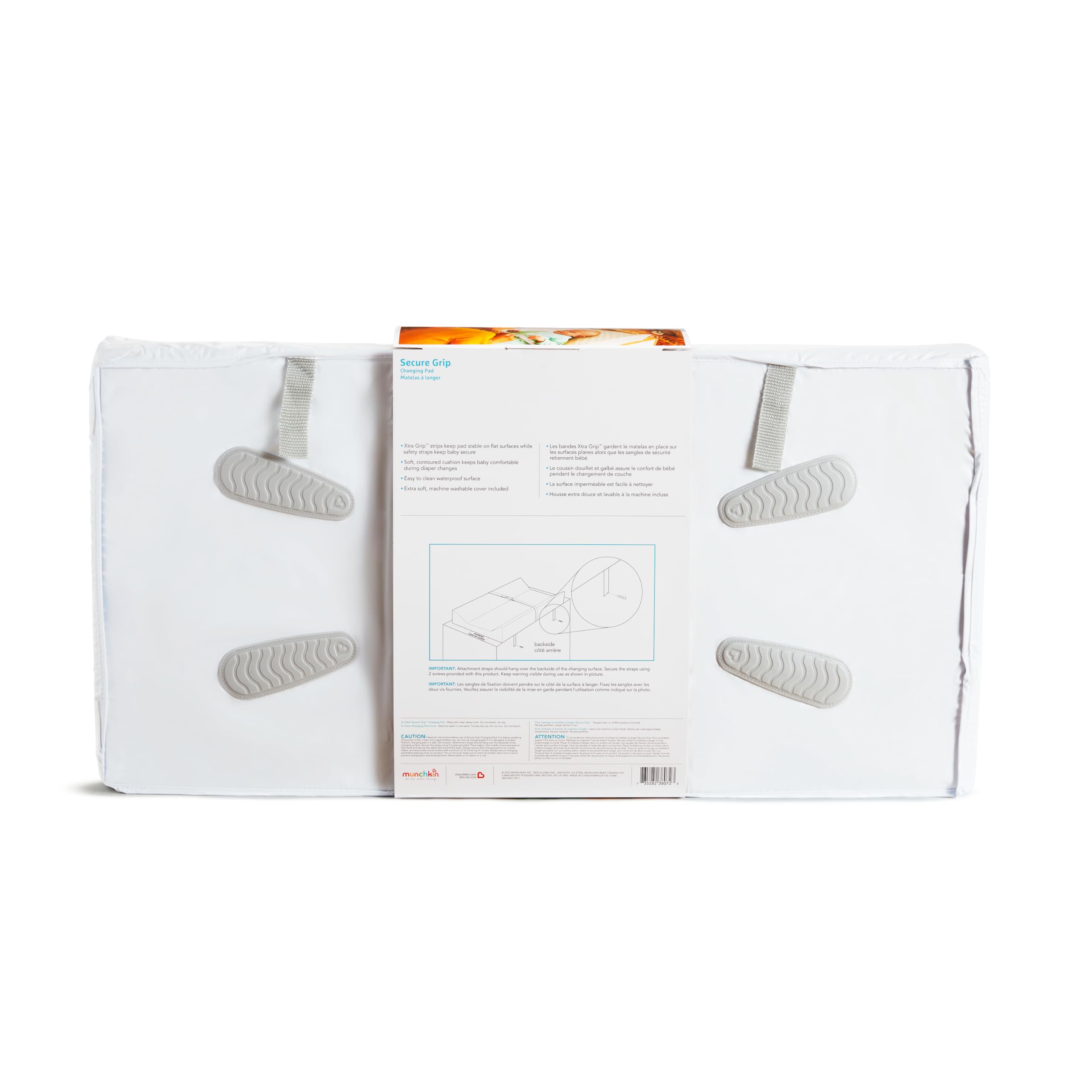 Munchkin Secure Grip Baby Diaper Changing Pad for Dresser, Waterproof and Wipeable, Contoured, Standard Size (16" x 31"), White